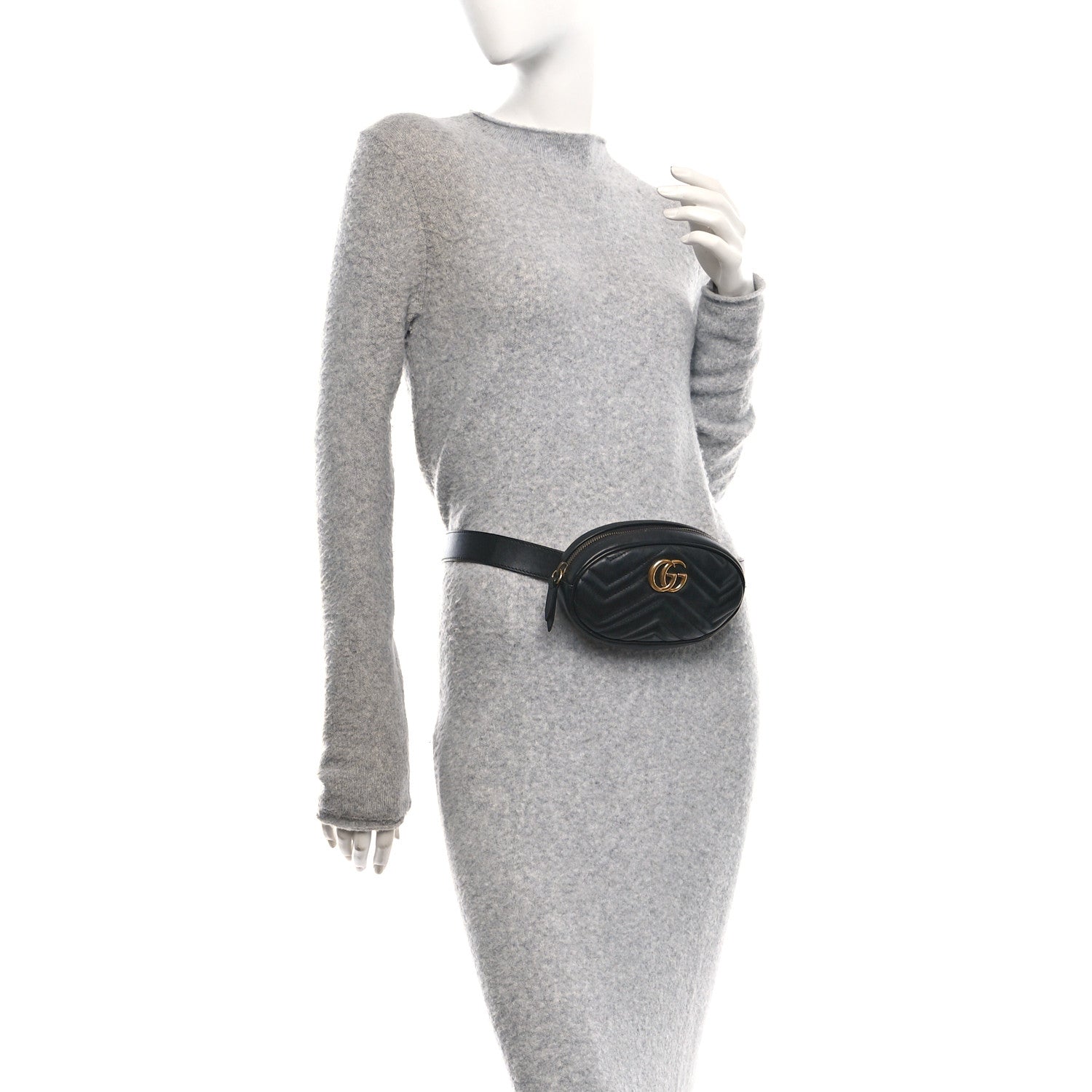 Calfskin Matelasse GG Marmont Belt Bag 95 38 Black