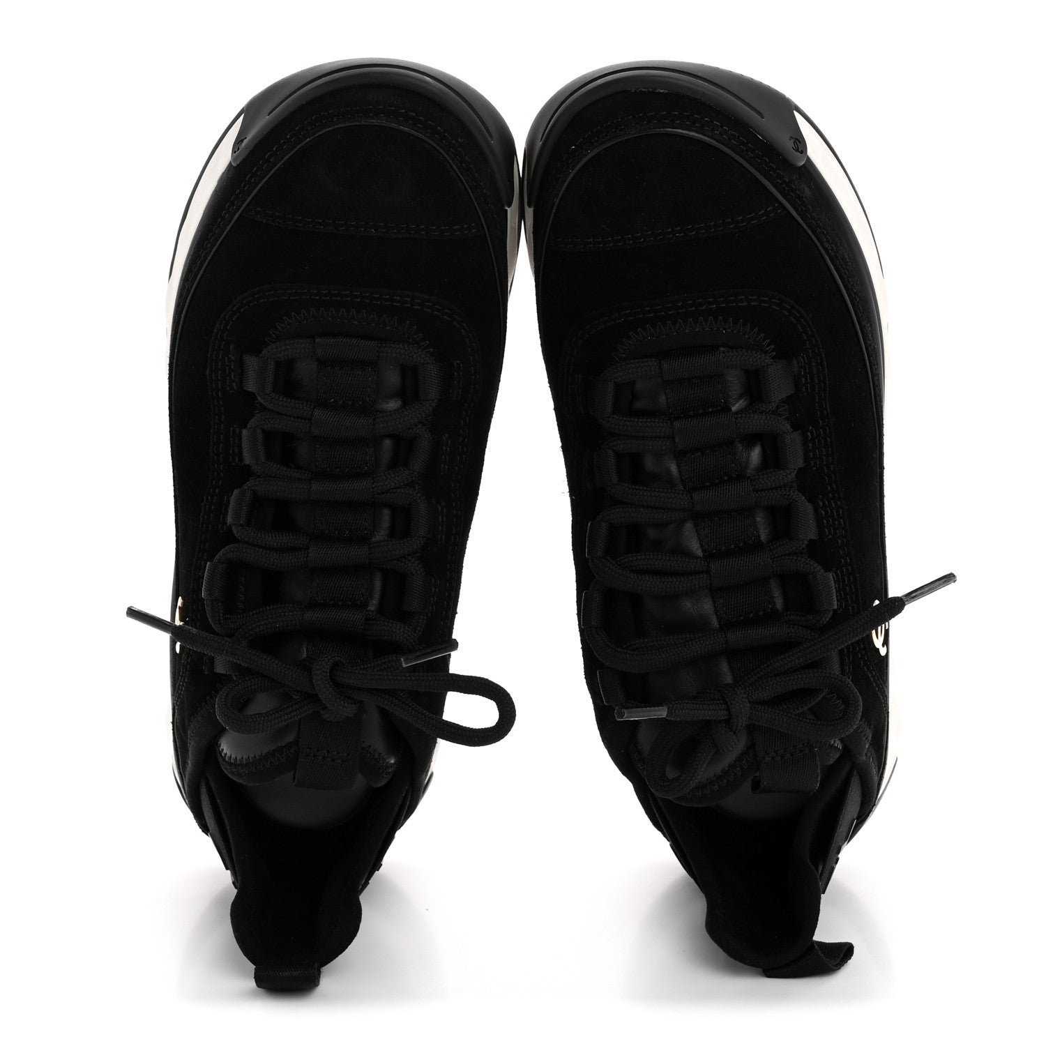 Suede Calfskin Nylon Grosgrain CC Sneakers 38 Black