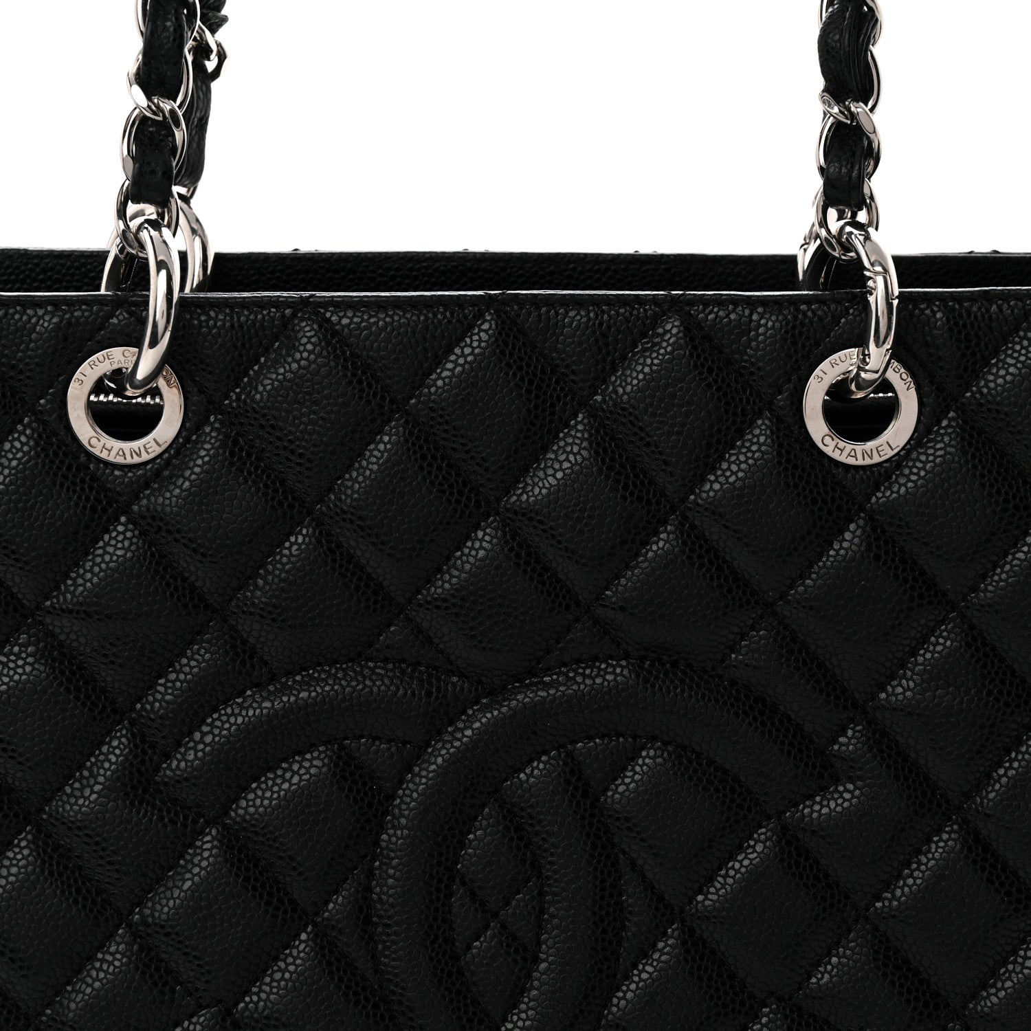 Caviar Quilted Grand Shopping Tote GST Black