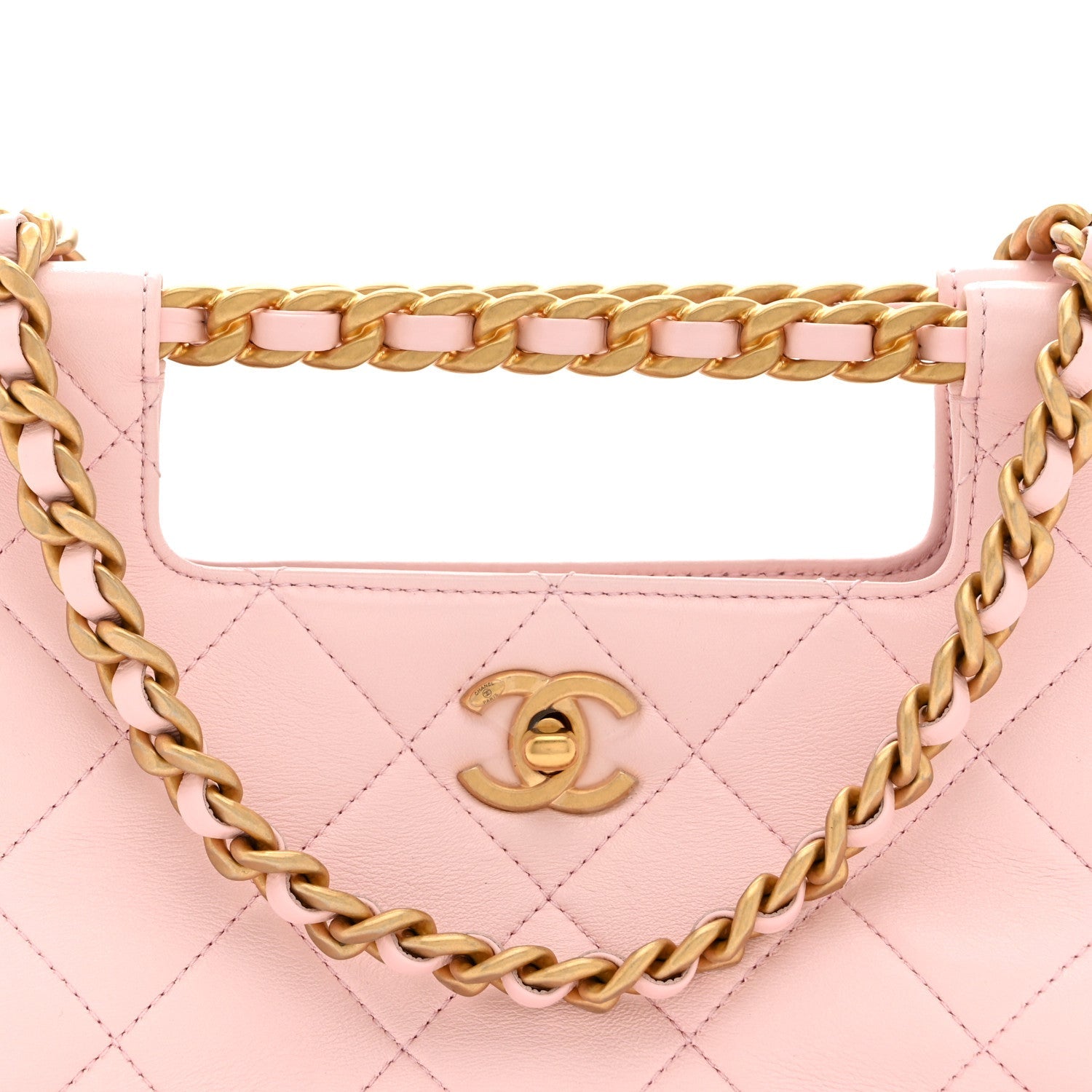 Shiny Lambskin Small Shopping Bag Light Pink