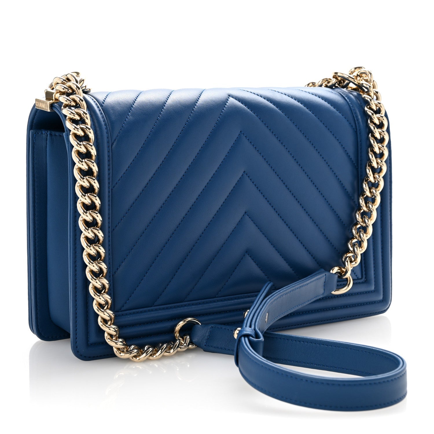 Lambskin Chevron Quilted New Medium Boy Flap Blue