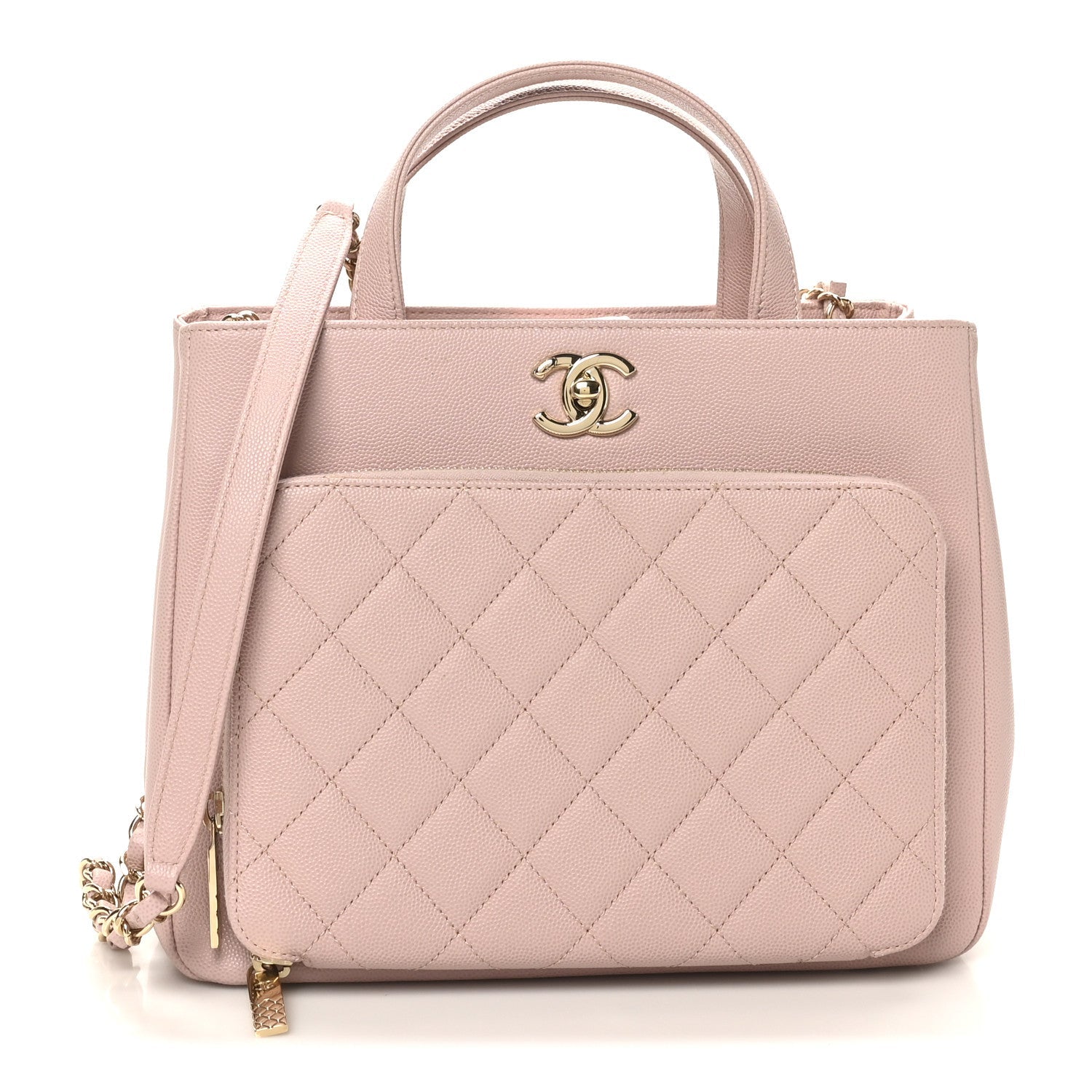 Caviar Quilted Small Business Affinity Shopping Bag Light Pink
