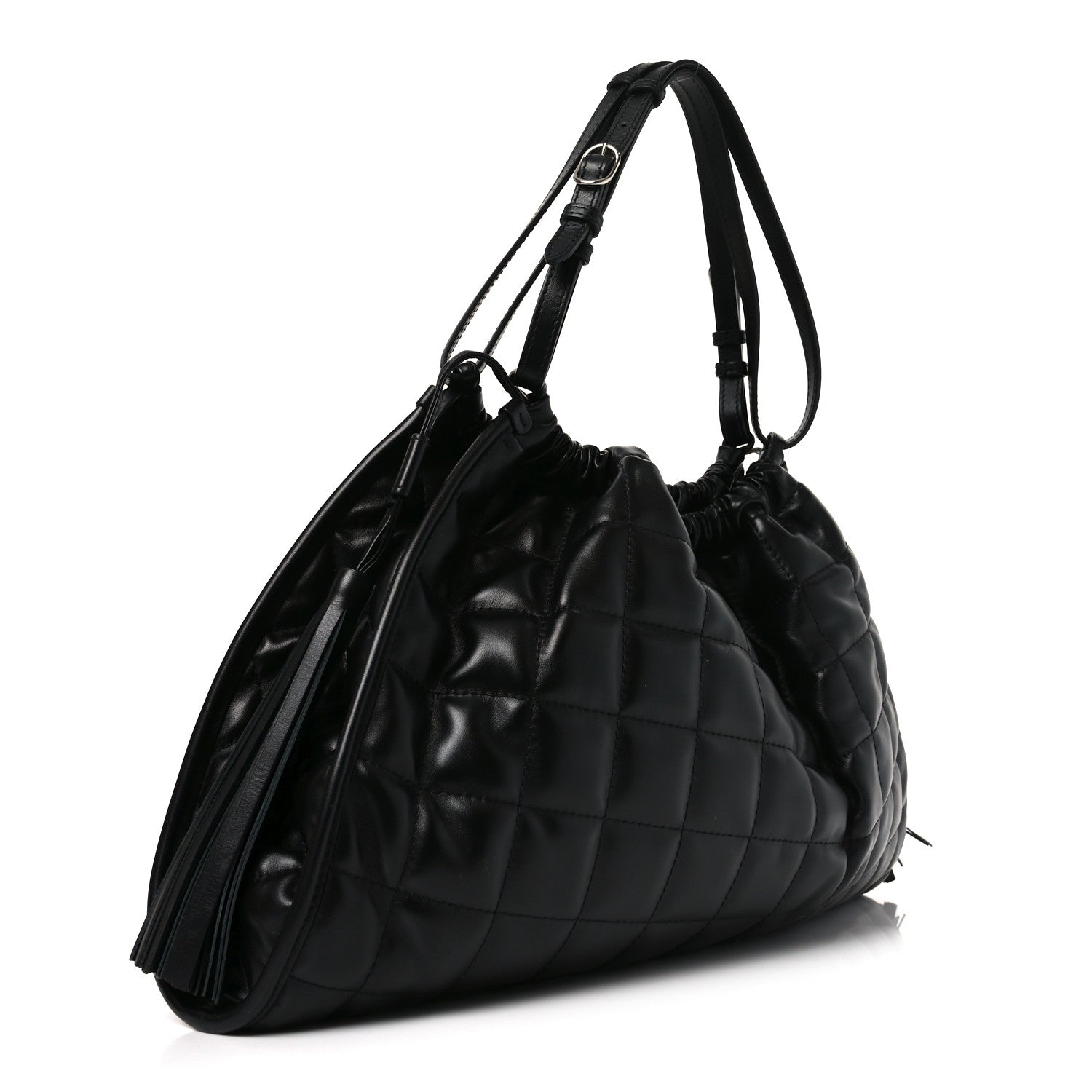 Calfskin Quilted Medium Deco Tote Bag Black