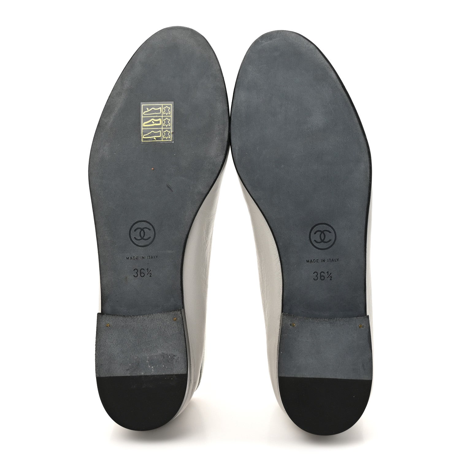 Lambskin Cap Toe CC Ballerina Flats 36.5 Grey Black