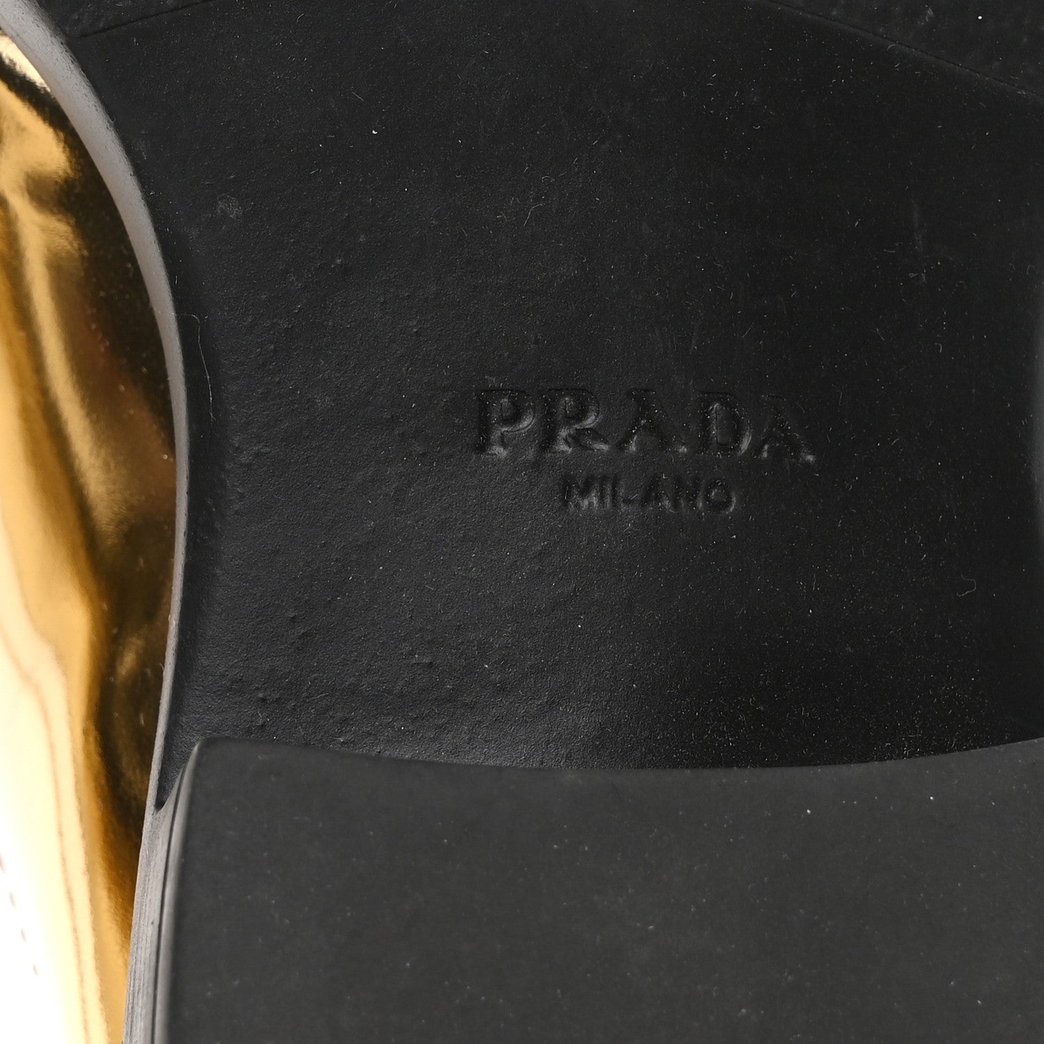 Metallic Brushed Calfskin Metal Triangle Logo 50mm Loafers 39.5 Platino