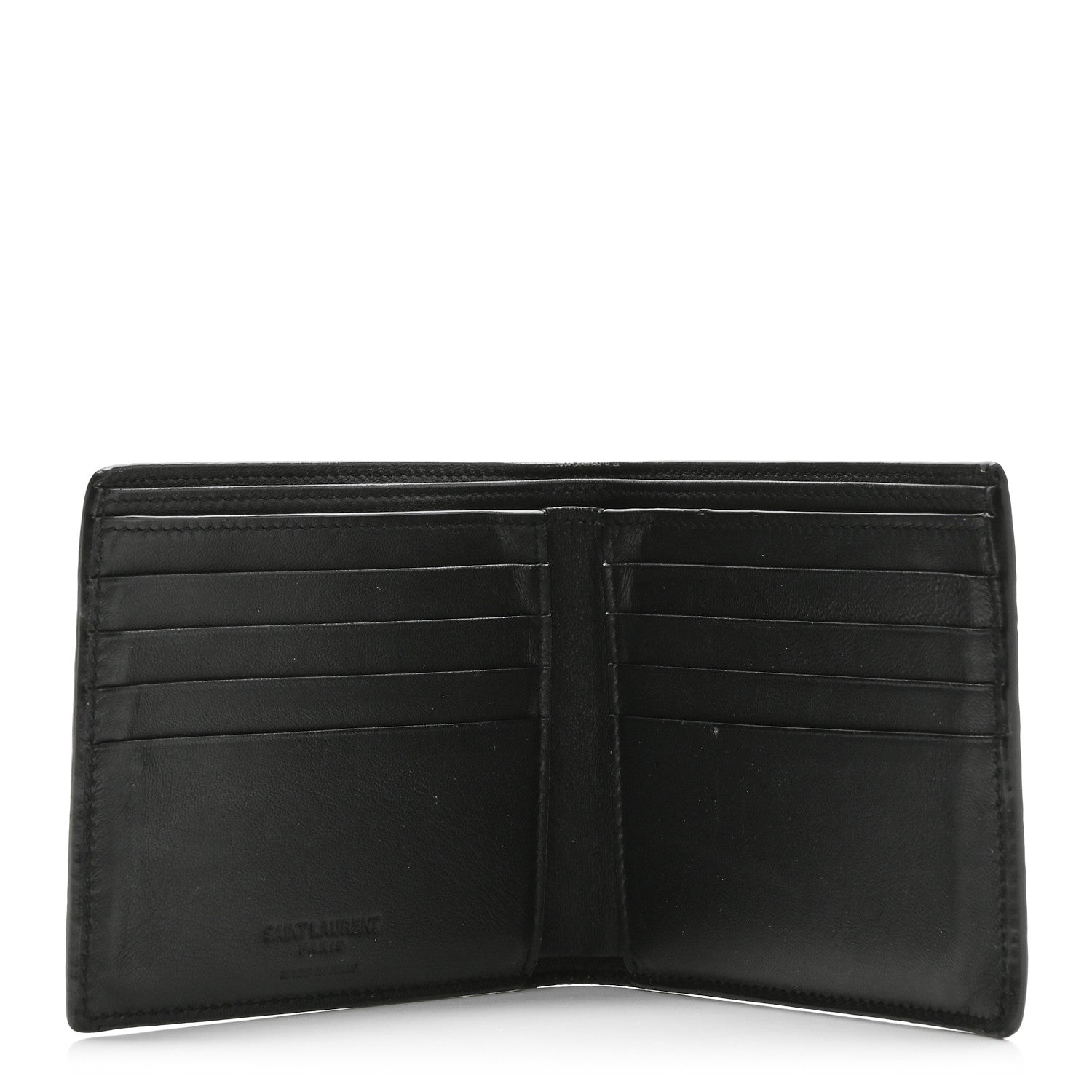 Calfskin Crocodile Embossed Paris East West Wallet Black