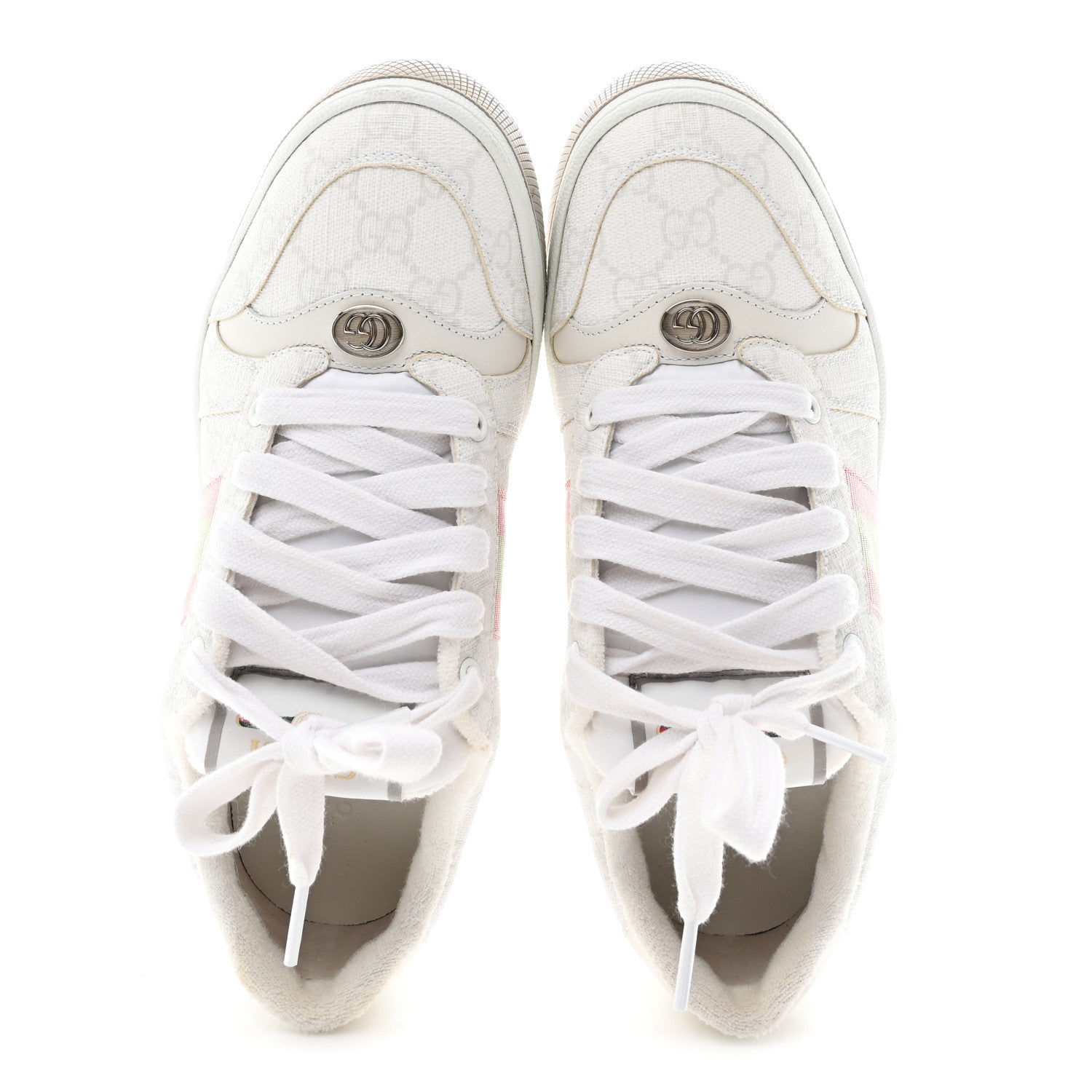 GG Monogram Web Screener Sneakers 38 White Grey Pink