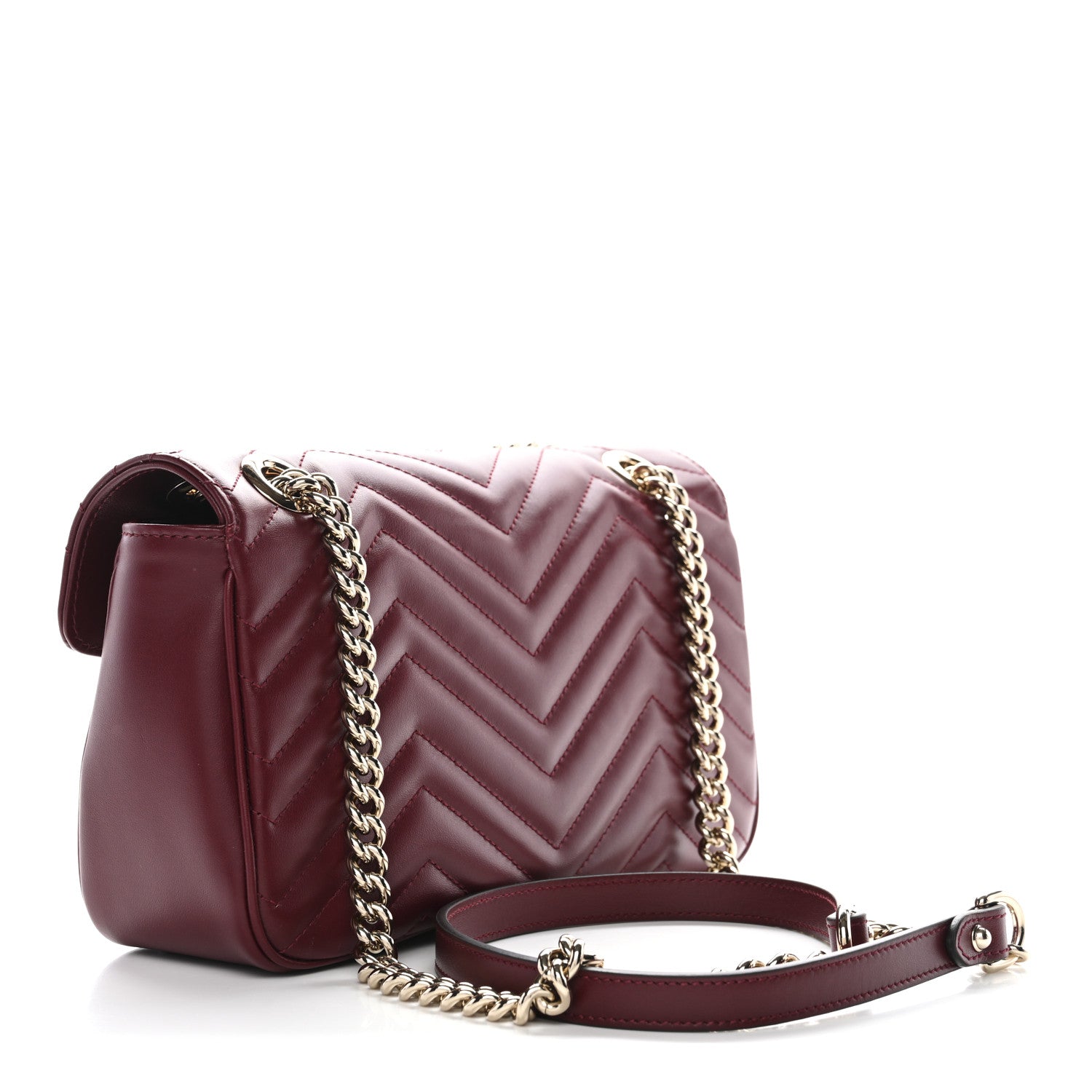 Calfskin Matelasse Medium GG Marmont Shoulder Bag Ancora Red