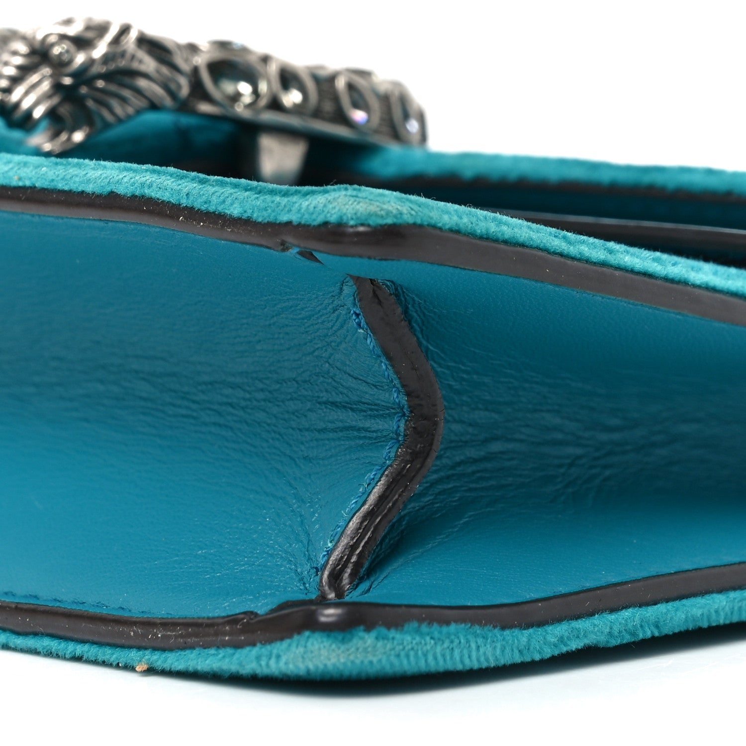 Velvet Super Mini Dionysus Shoulder Bag Pavone Cyan