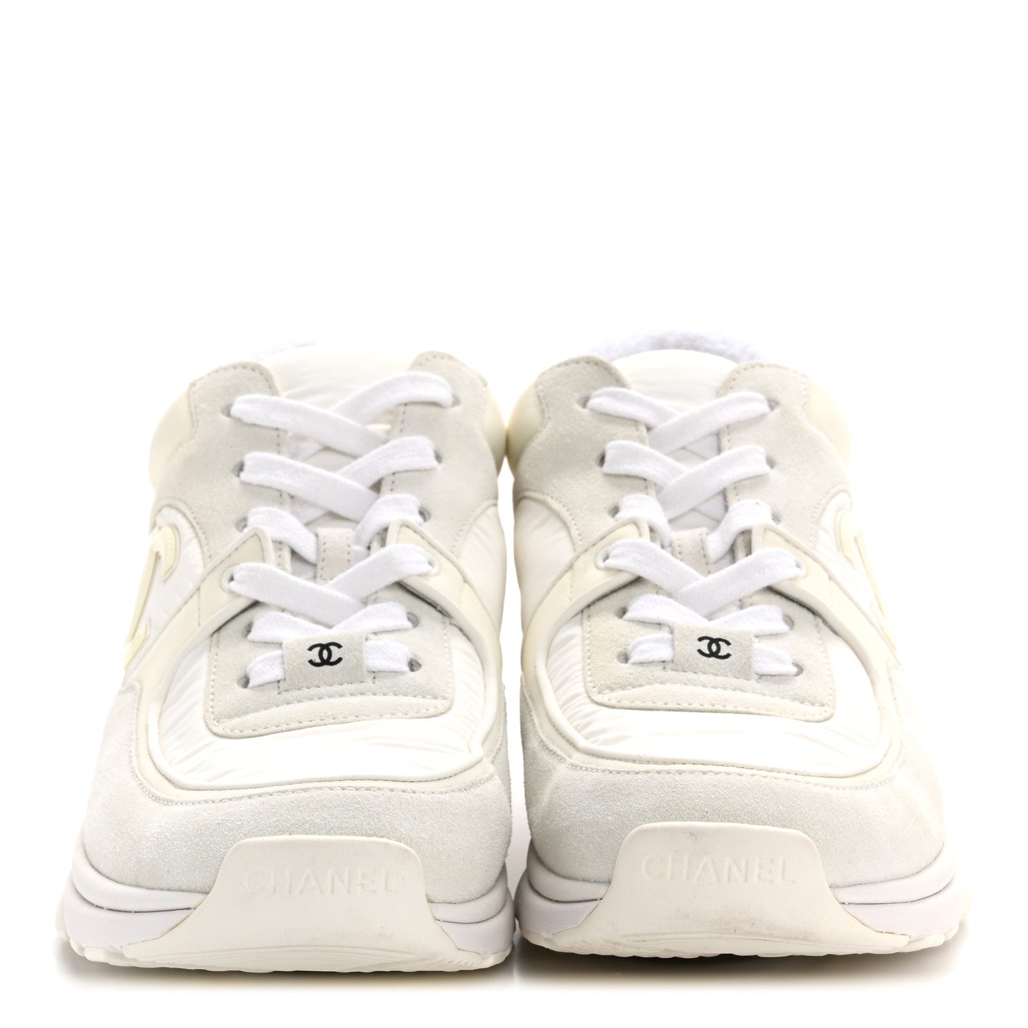 Suede Calfskin Fabric CC Sneakers 38.5 White