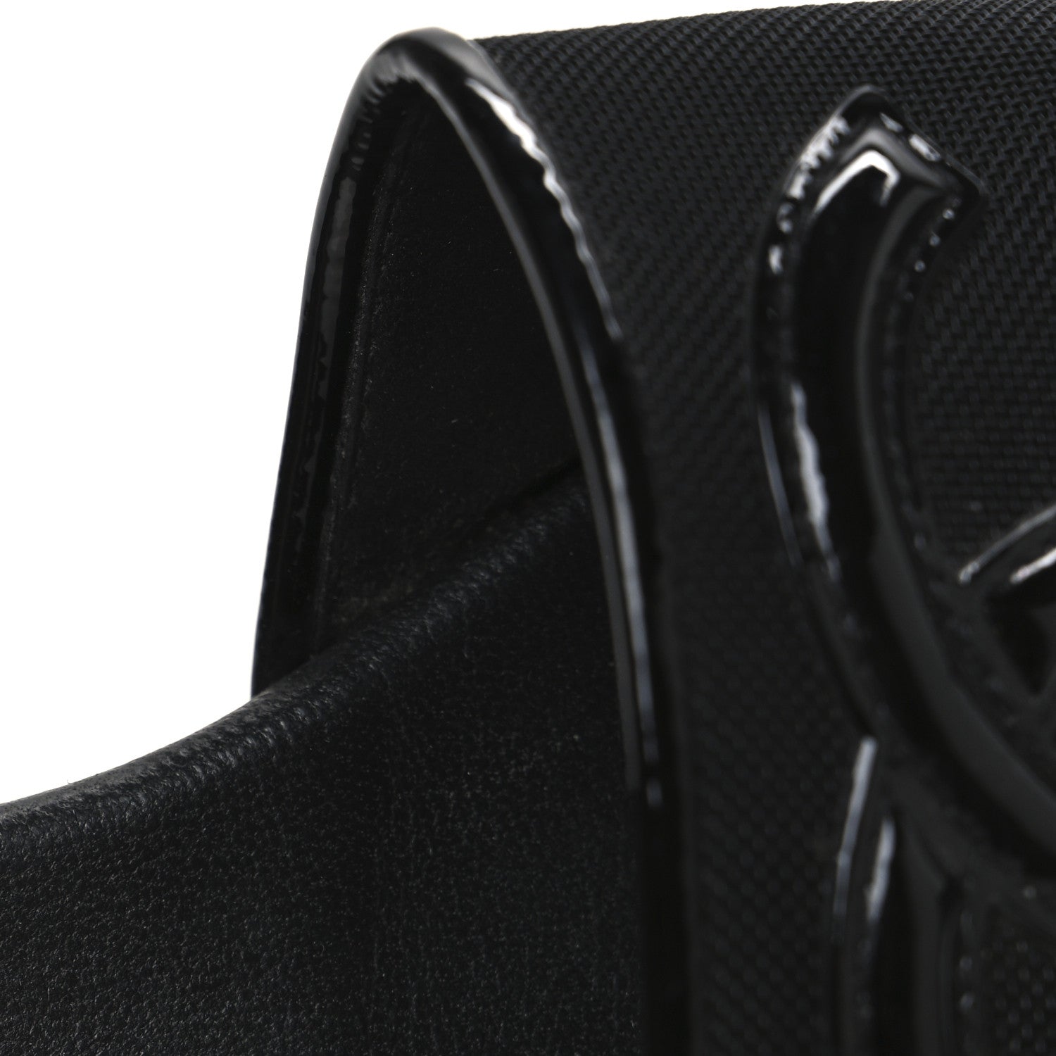 Mesh Patent Calfskin CC Mules 36.5 Black