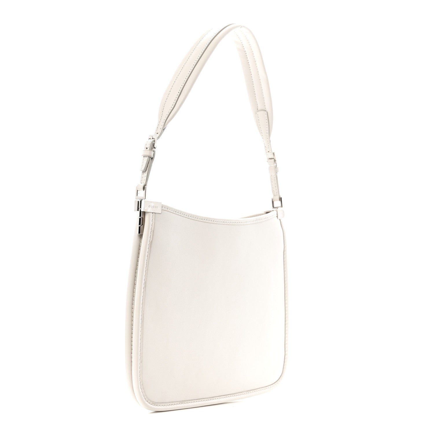 Calfskin Horsebit Slim Shoulder Bag White