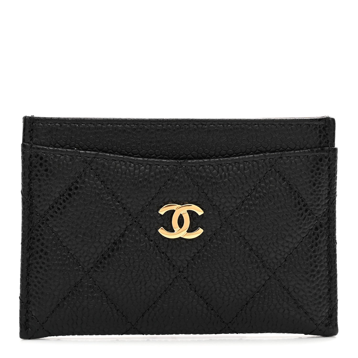 Caviar Quilted Card Holder Black
