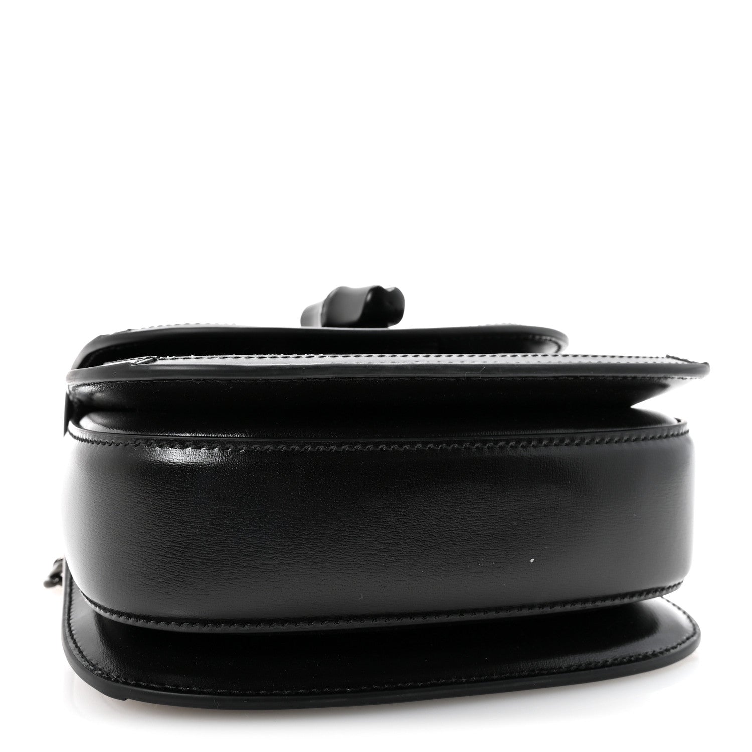 Moire Fabric Calfskin Rhinestone Monogram Monochrome Mini Bamboo 1947 Top Handle Chain Bag Black