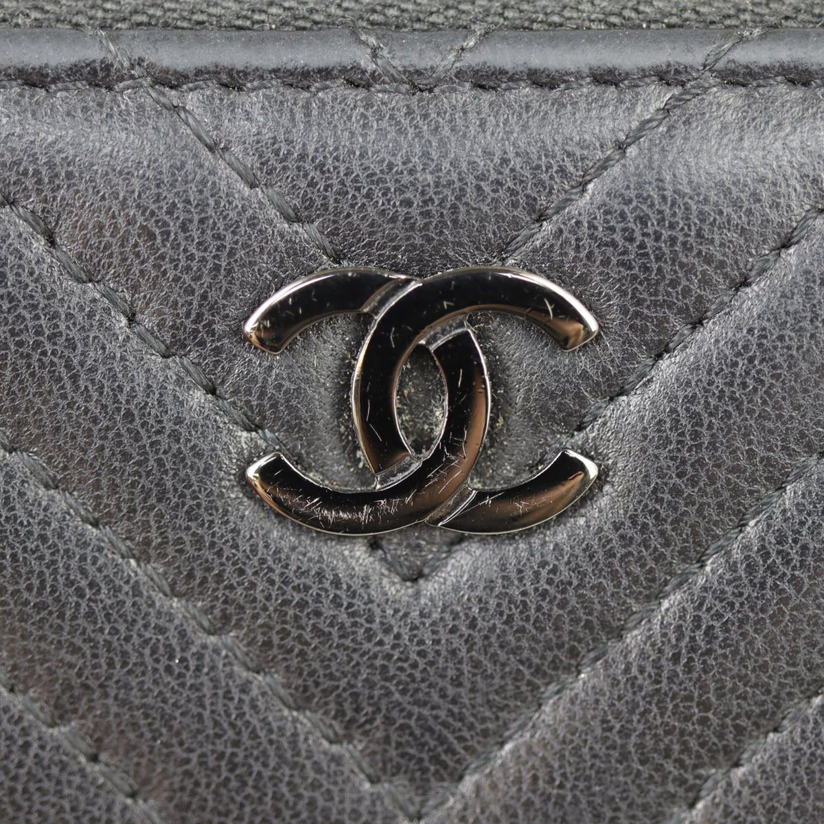 Chanel Chevron Zipped Coin Purse