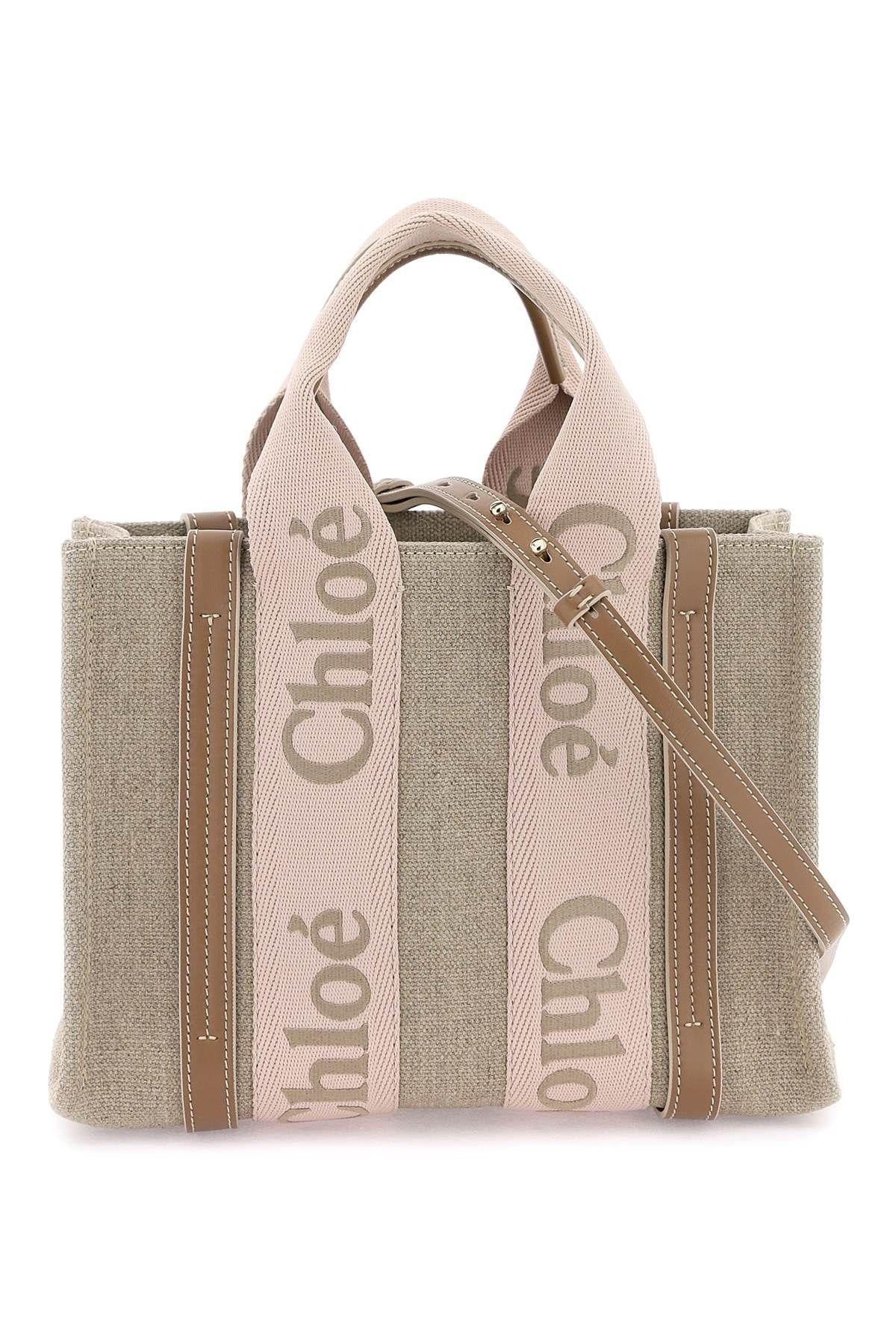 Woody Small Leather Trimmed Canvas Tote