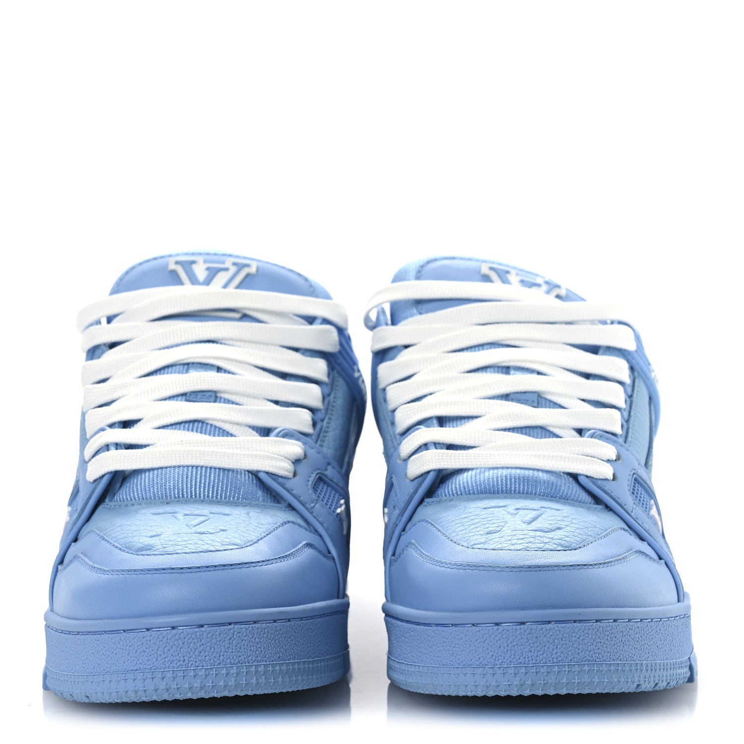 Calfskin Embossed Monogram Mens LV Trainer Sneakers 6 Blue