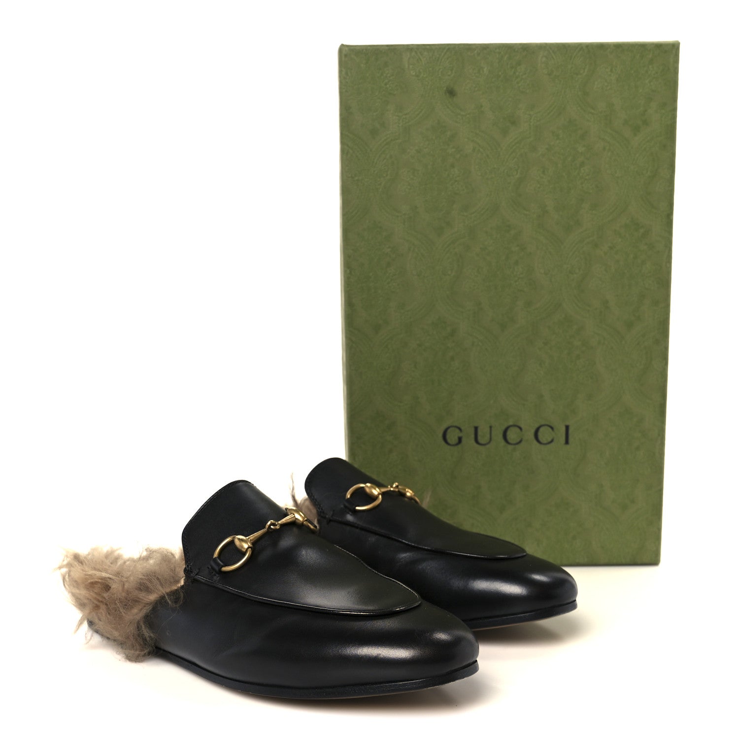 Calfskin Fur Womens Princetown Slippers 36.5 Black