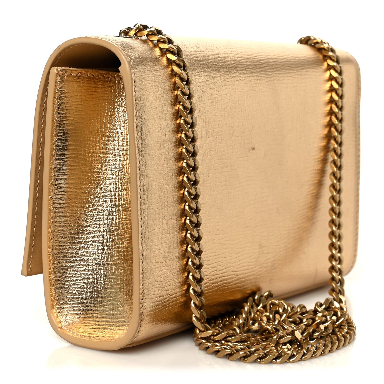 Metallic Calfskin Small Classic Monogram Kate Tassel Satchel Gold