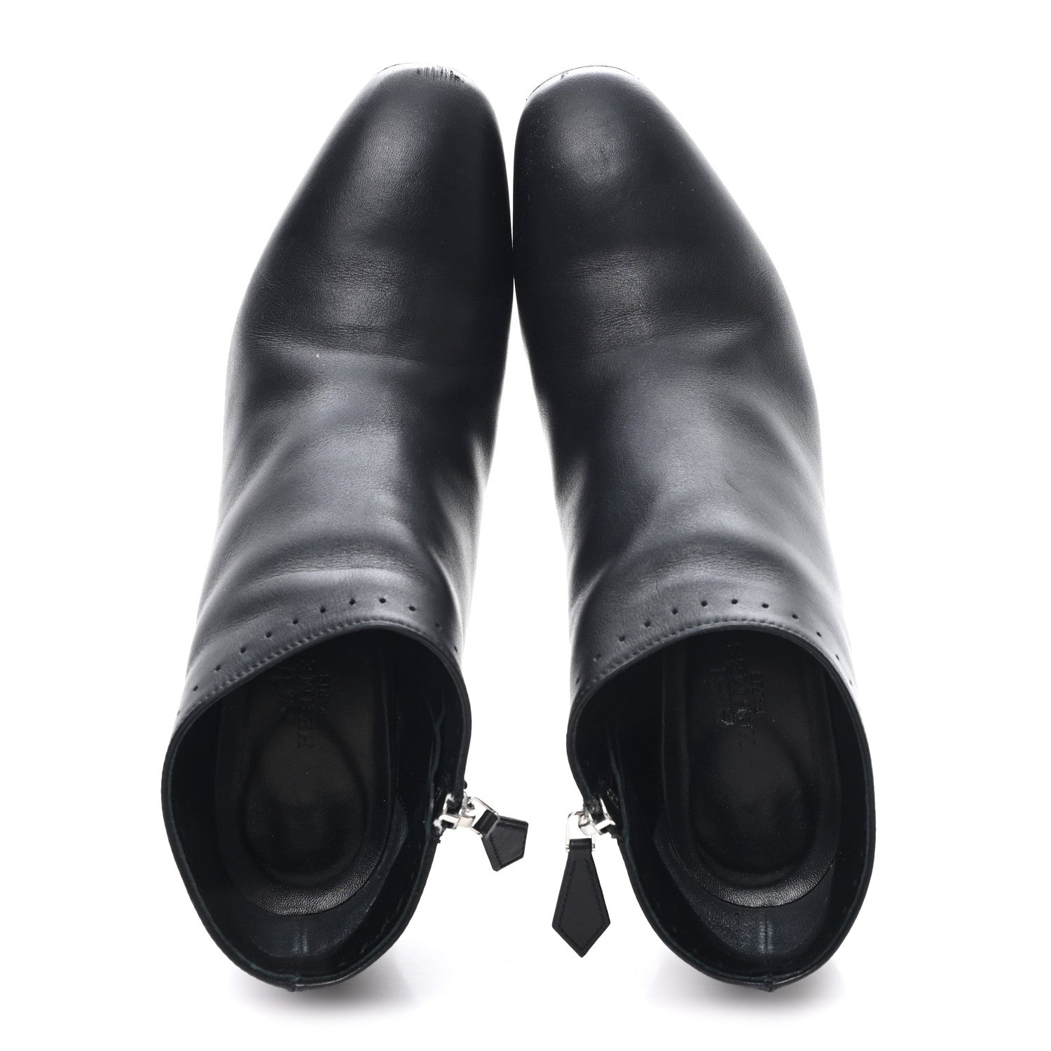 Calfskin Perforated Womens Booties 37.5 Black