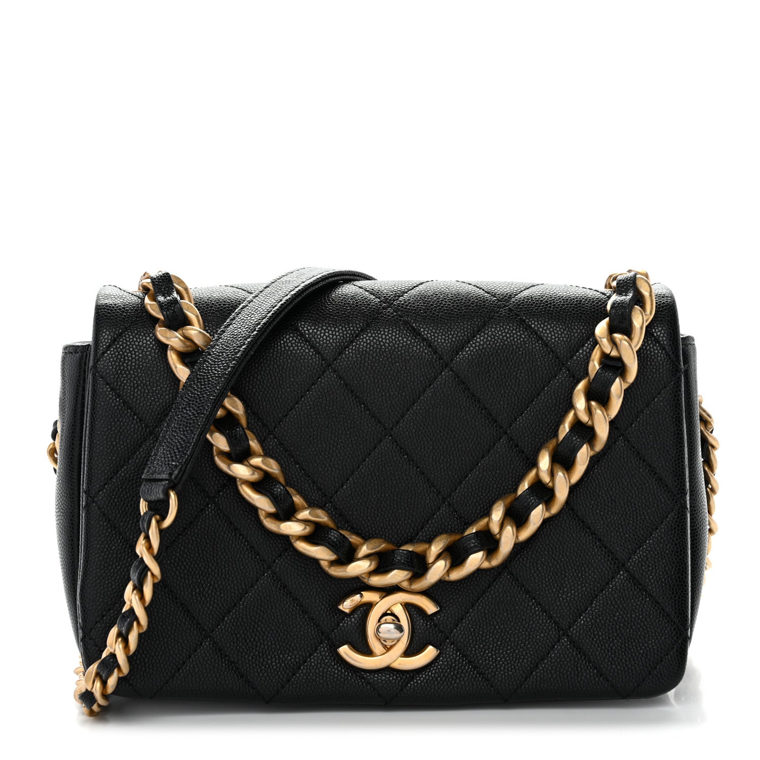 Caviar Quilted Small Fashion Therapy Flap Bag Black