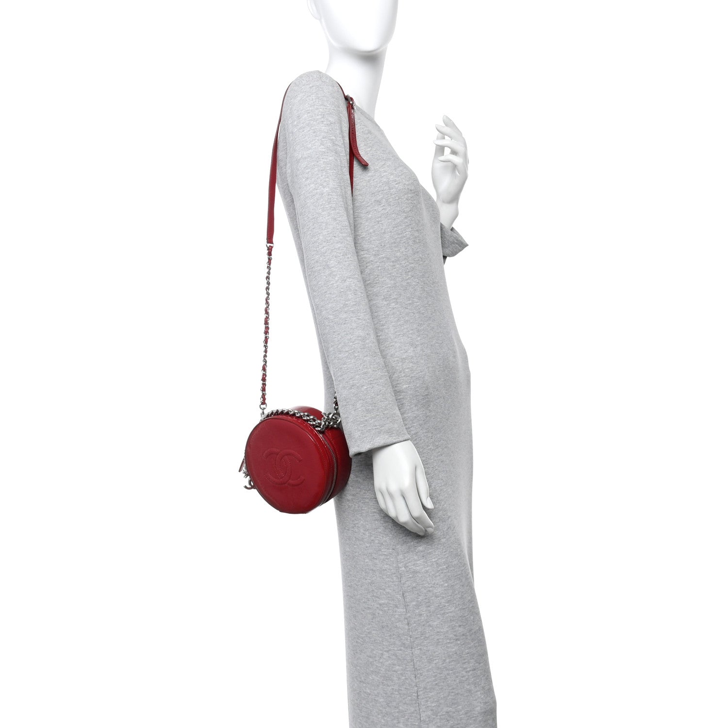 Patent Round As Earth Evening Bag Red
