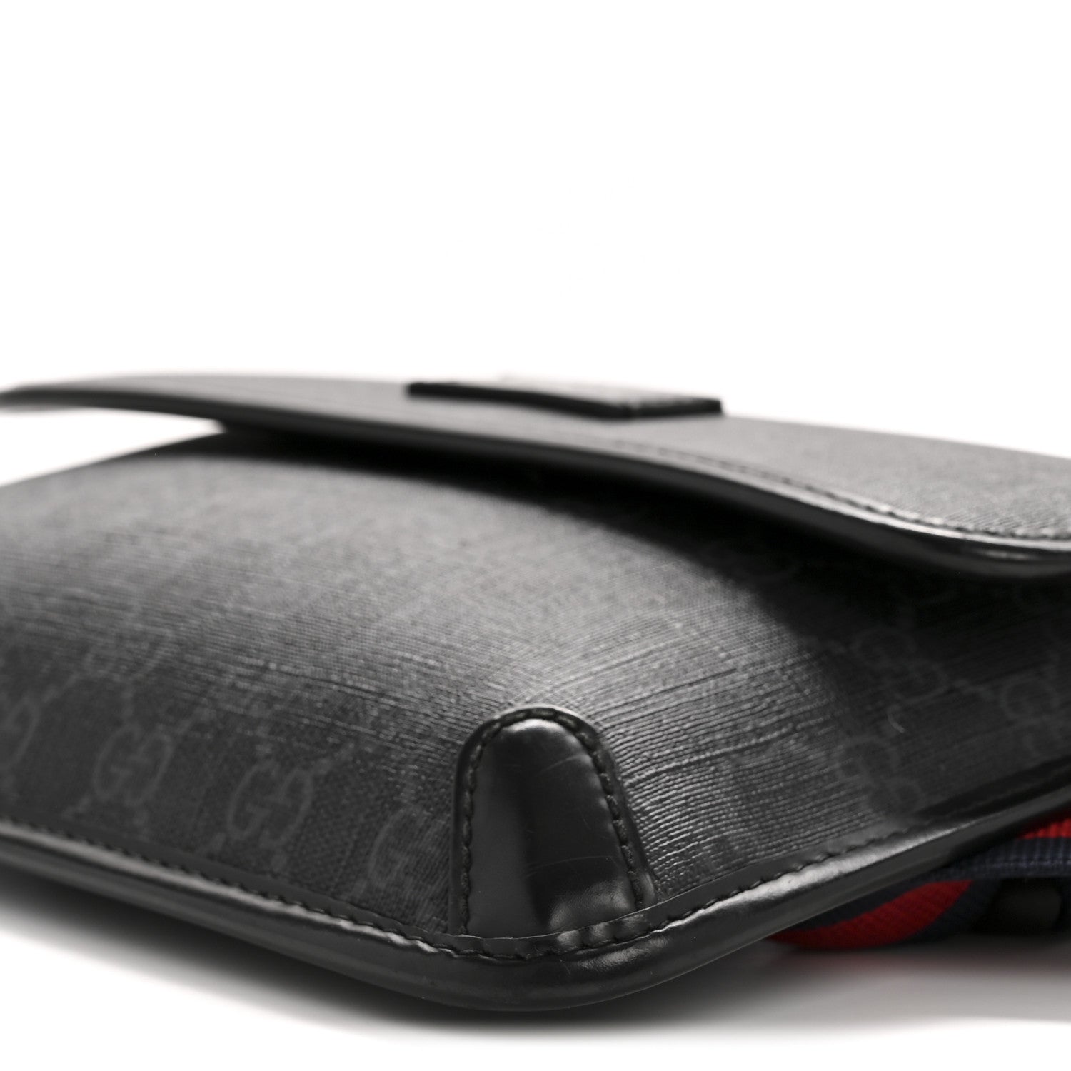 GG Supreme Monogram Web Slim Belt Bag Black Grey