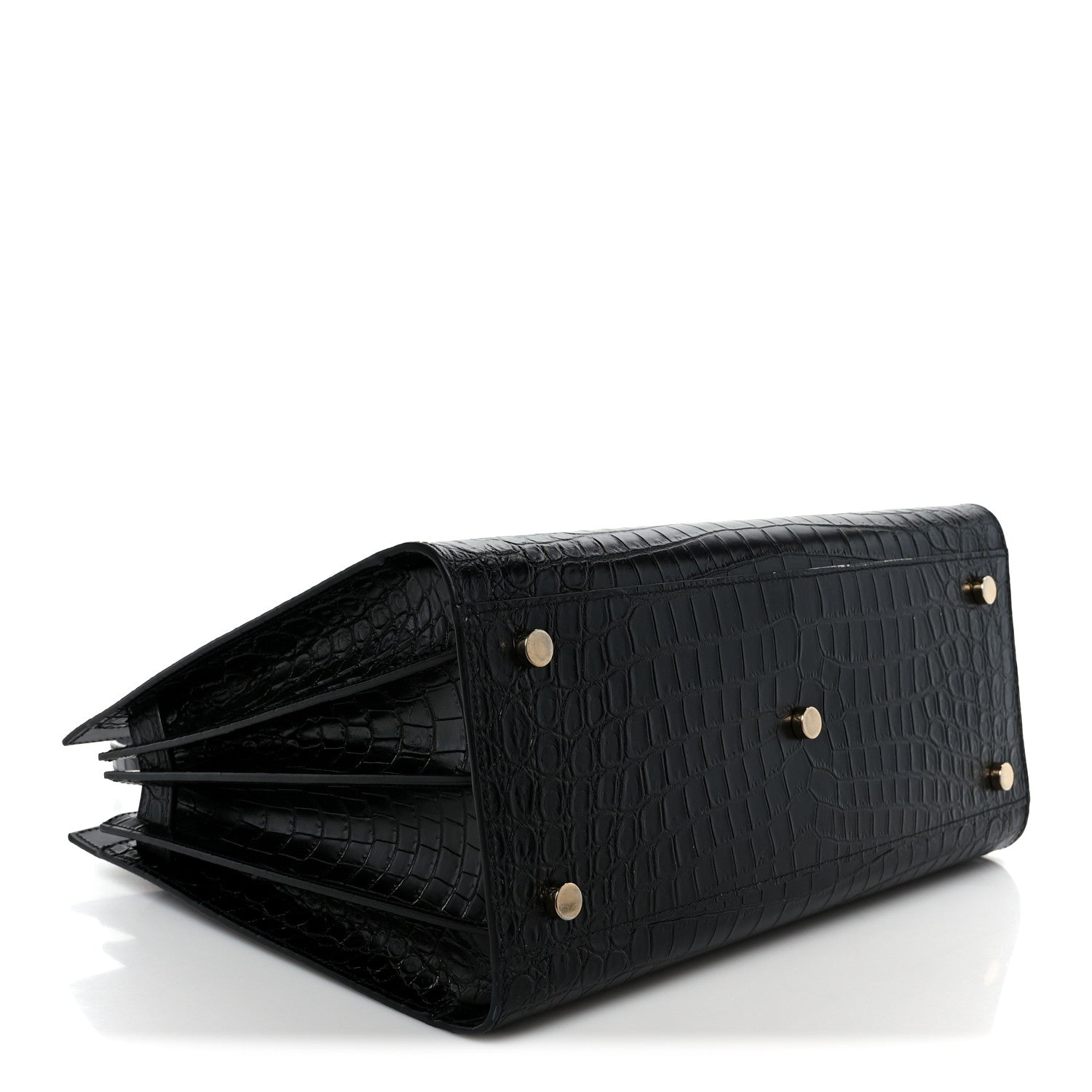 Calfskin Crocodile Embossed Small Sac de Jour Black