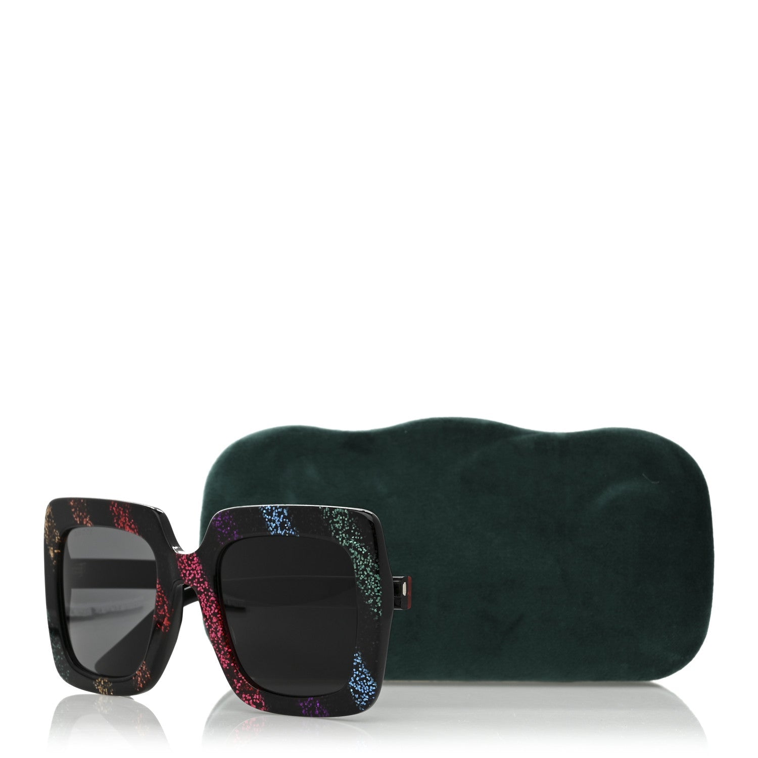 Acetate Oversize Stripe Sunglasses GG0328S Black Multi