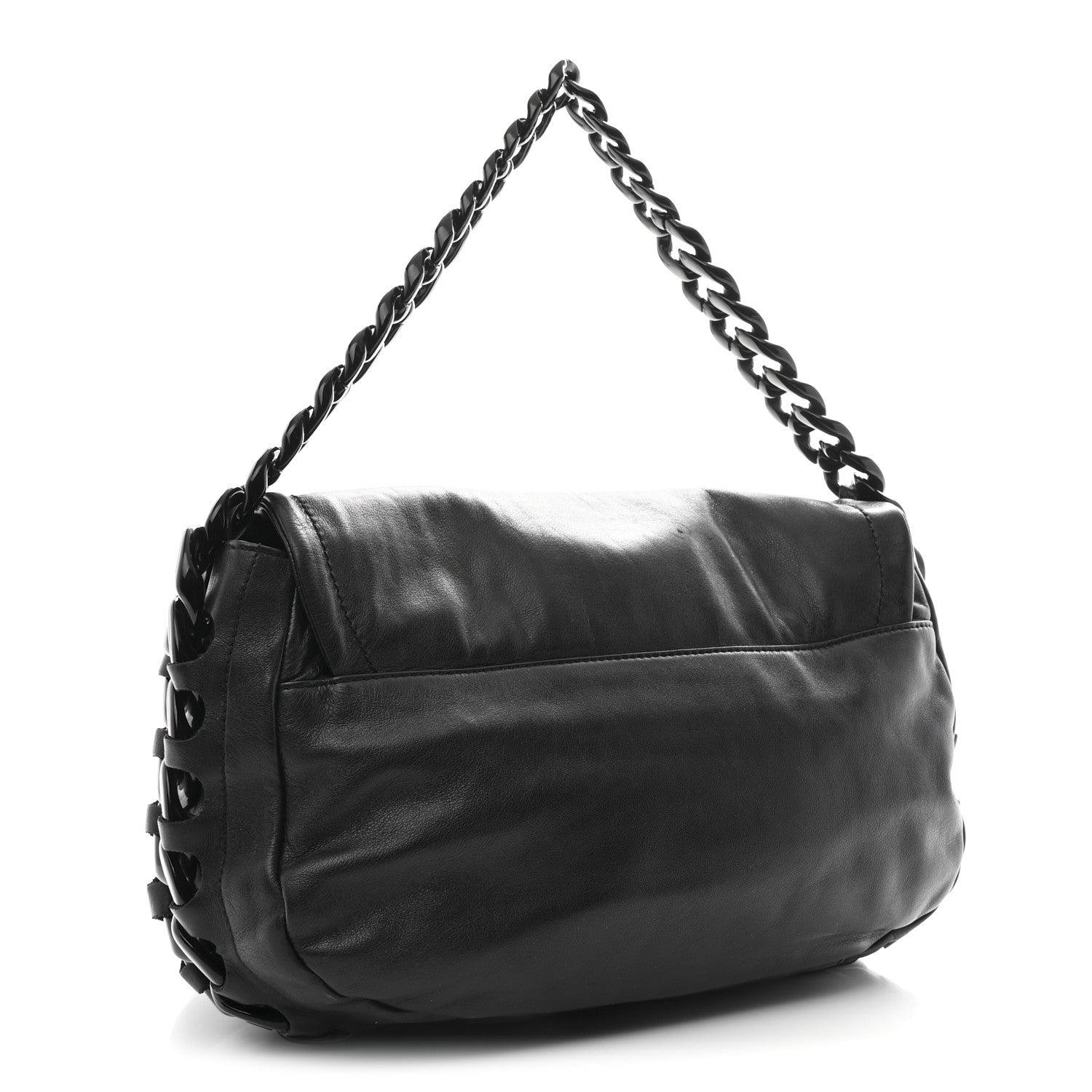 Calfskin Modern Chain Rhodoid Flap Black