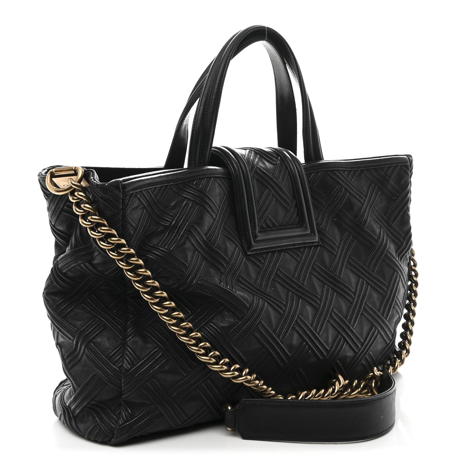 Calfskin Large Retro Girl Shopping Tote Black