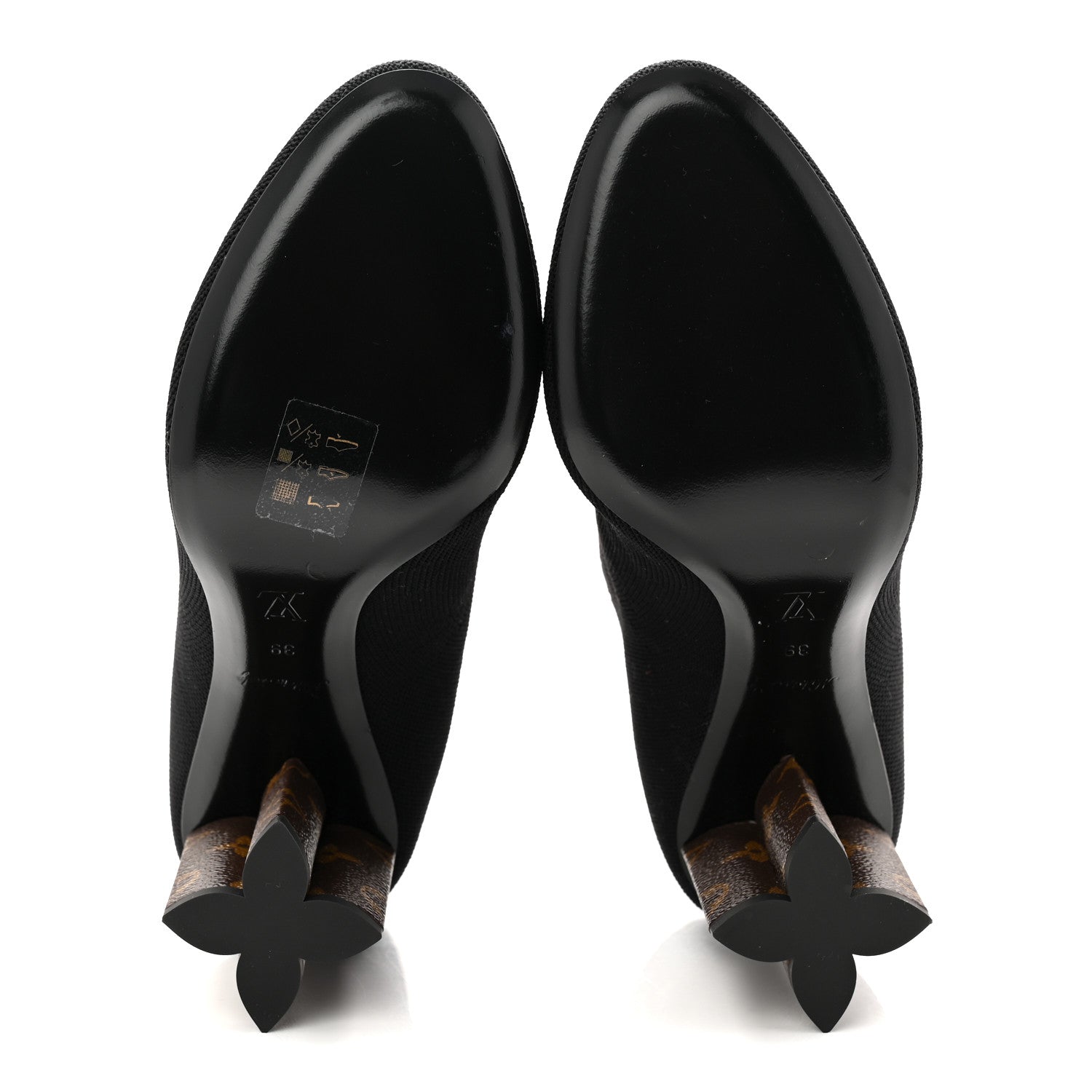Monogram Stretch Fabric Silhouette Ankle Boots 39 Black