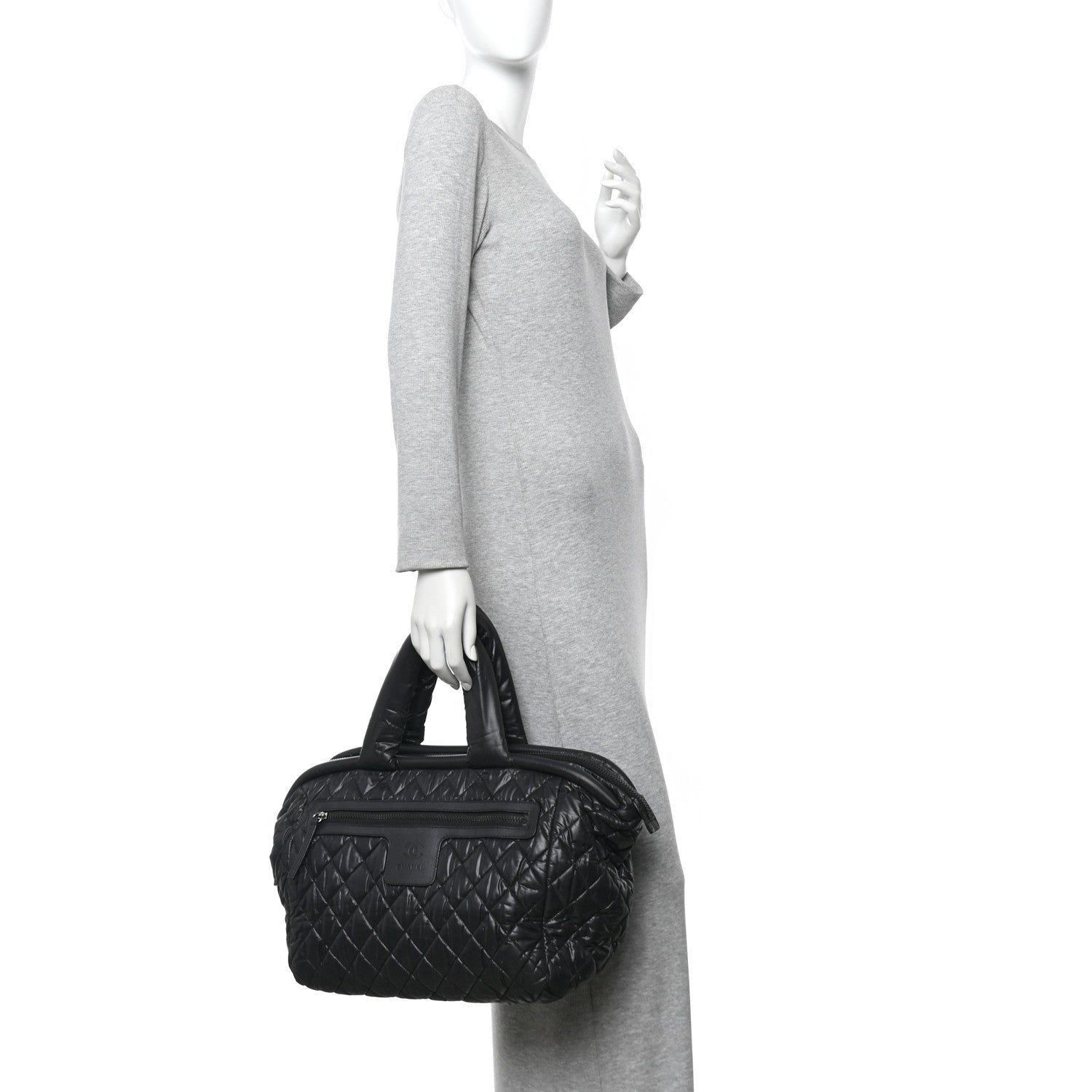 Nylon Quilted Medium Coco Cocoon Tote Black