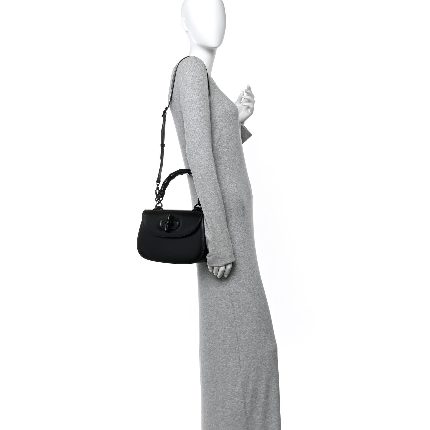 Boarded Dyana Lux Calfskin Web Monochrome Medium Bamboo 1947 Top Handle Bag Black