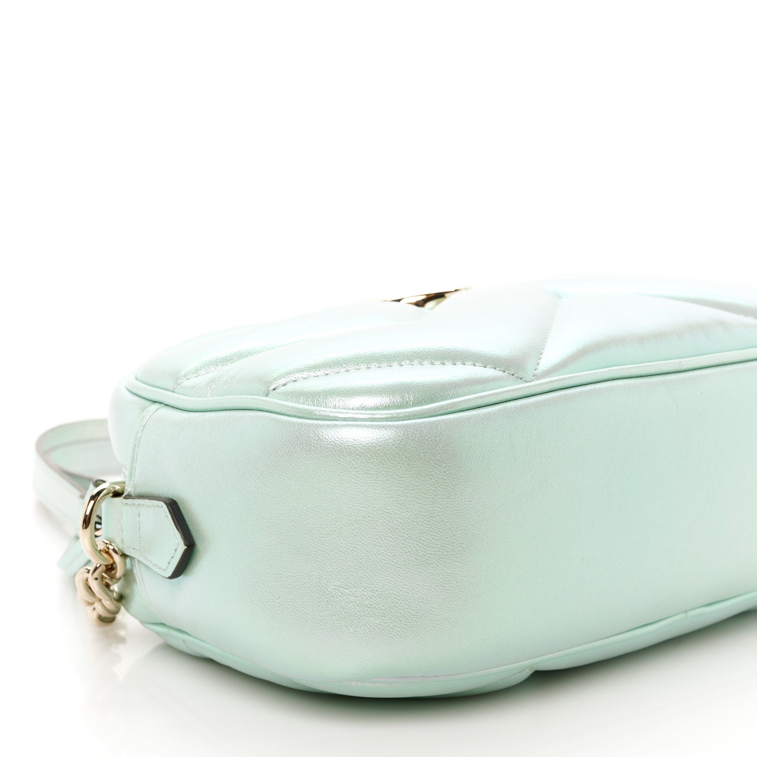 Iridescent Nappa Chevron Matelasse Small GG Marmont Chain Shoulder Bag Iridescent Salvy Green