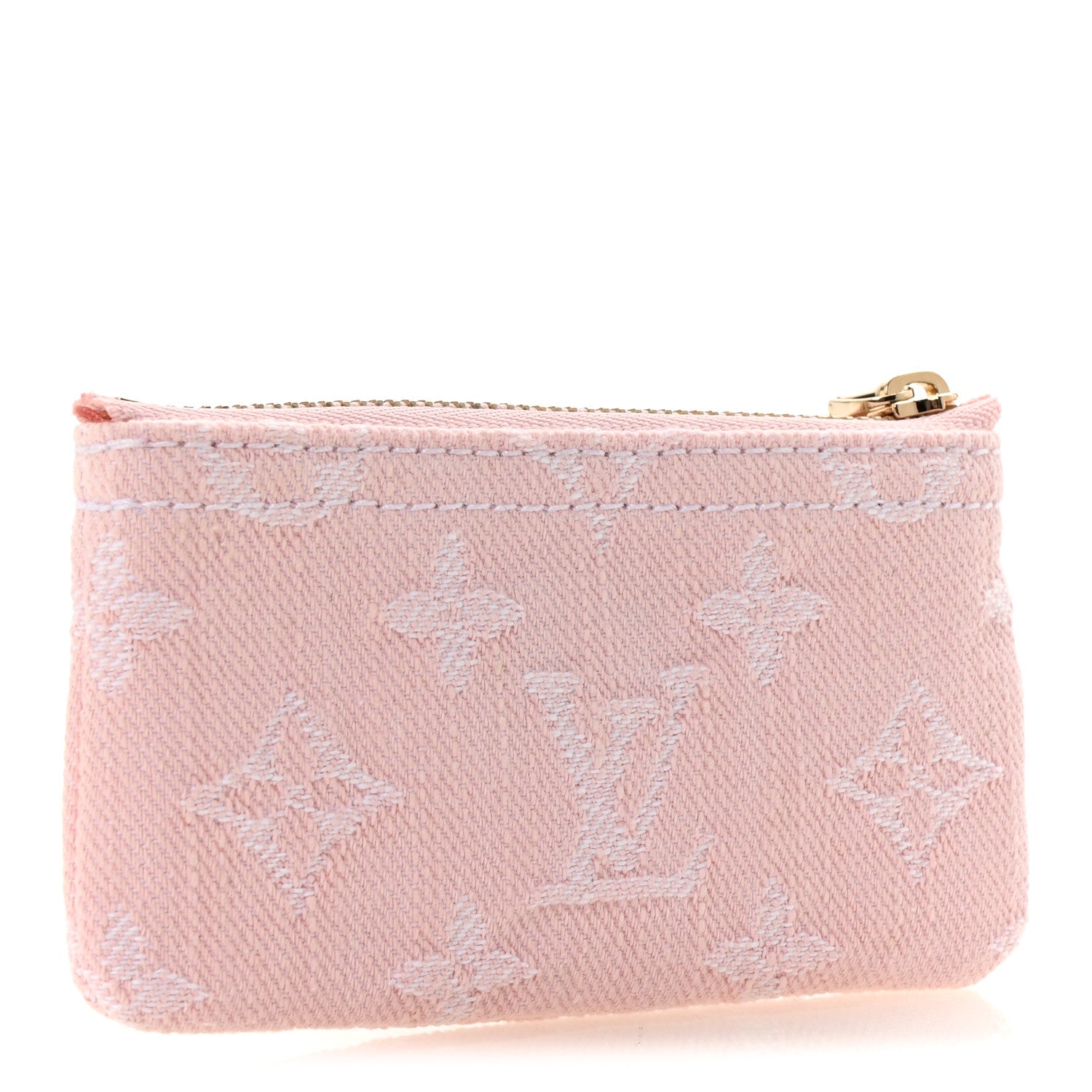 Monogram Denim Key Pouch Washed Pink