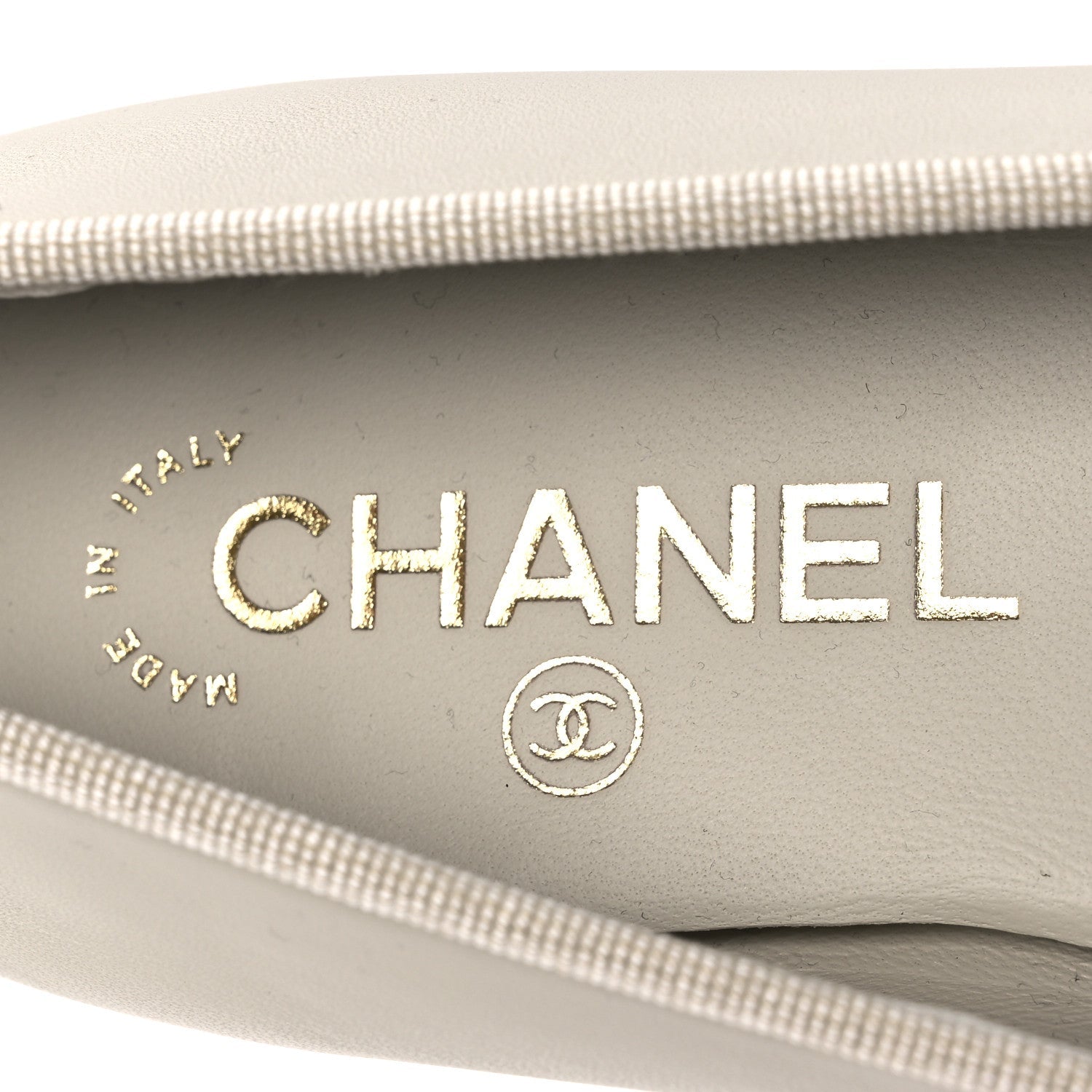 Lambskin Cap Toe CC Ballerina Flats 37.5 Light Gray Dark Gray