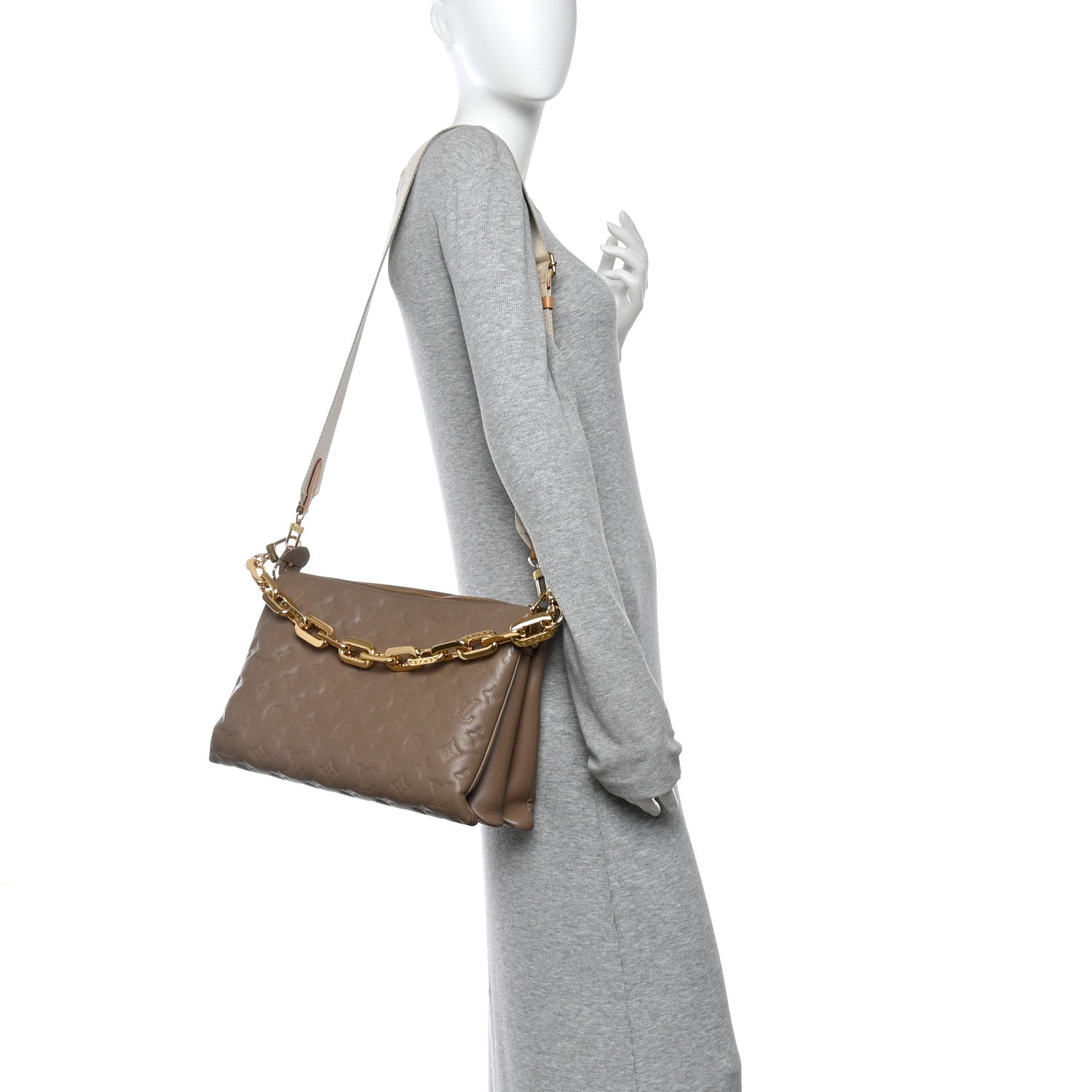 Lambskin Embossed Monogram Coussin MM  Taupe