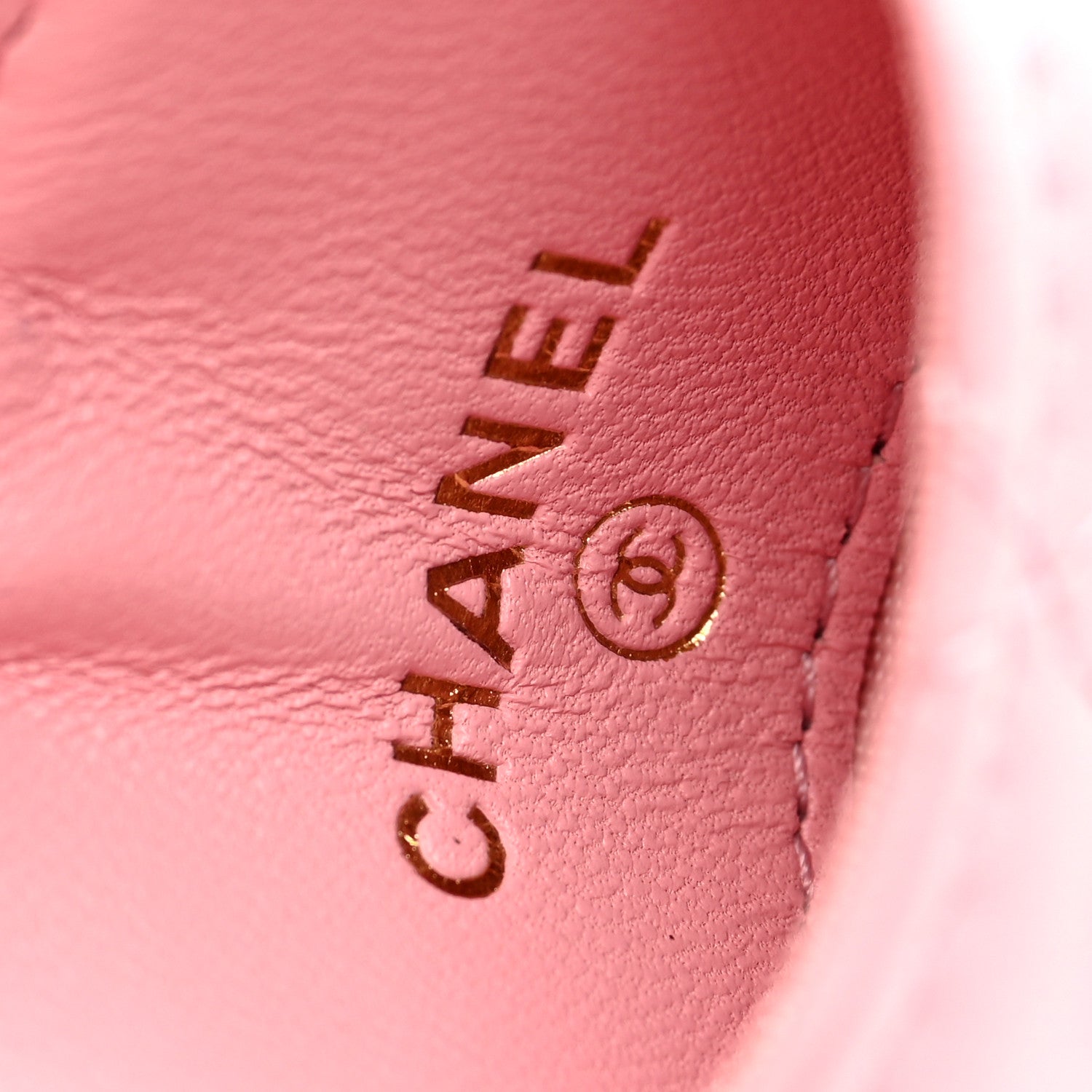 Lambskin Quilted Chanel Card Holder On Chain Pink