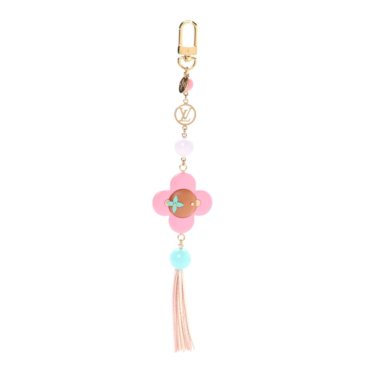 Resin Wood Vivienne Bag Charm Fuchsia Ecru White Caramel
