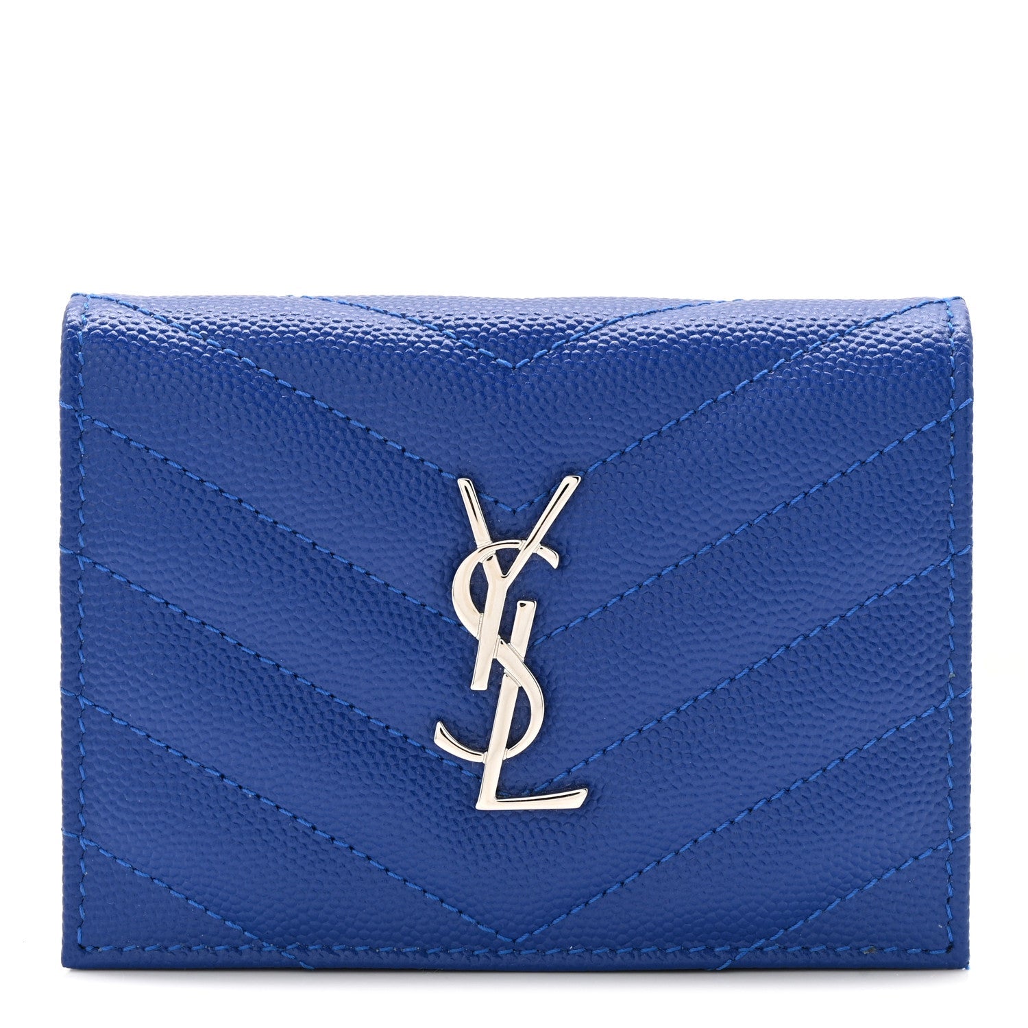 Grain De Poudre Matelasse Chevron Monogram Flap Card Case Blue Gitano