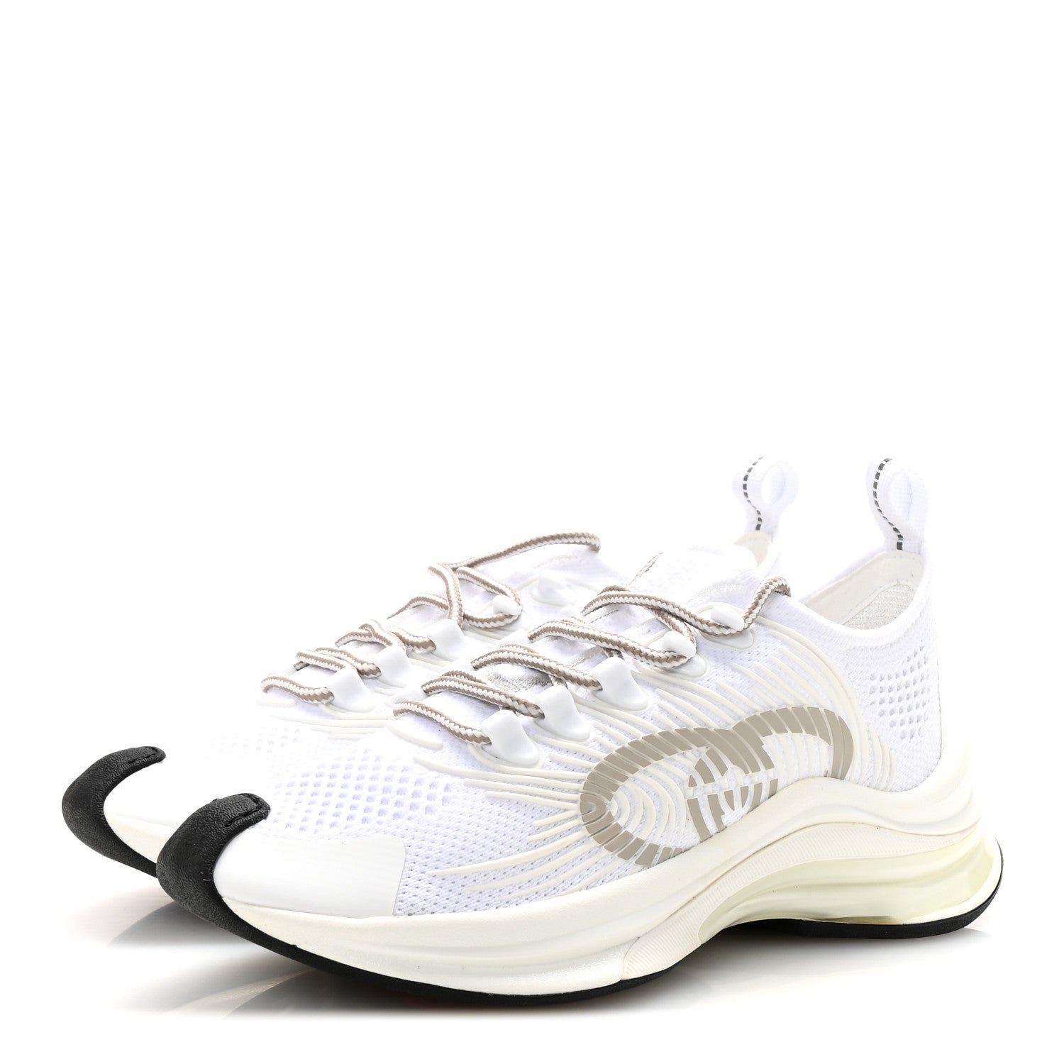 Technical Knit Fabric Waves Womens Gucci Run Sneakers 35.5 Great White Thunder