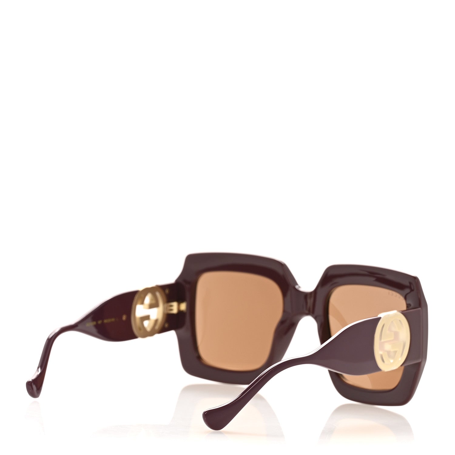 Acetate Rectangular Frame Chain Sunglasses GG1022S Burgundy