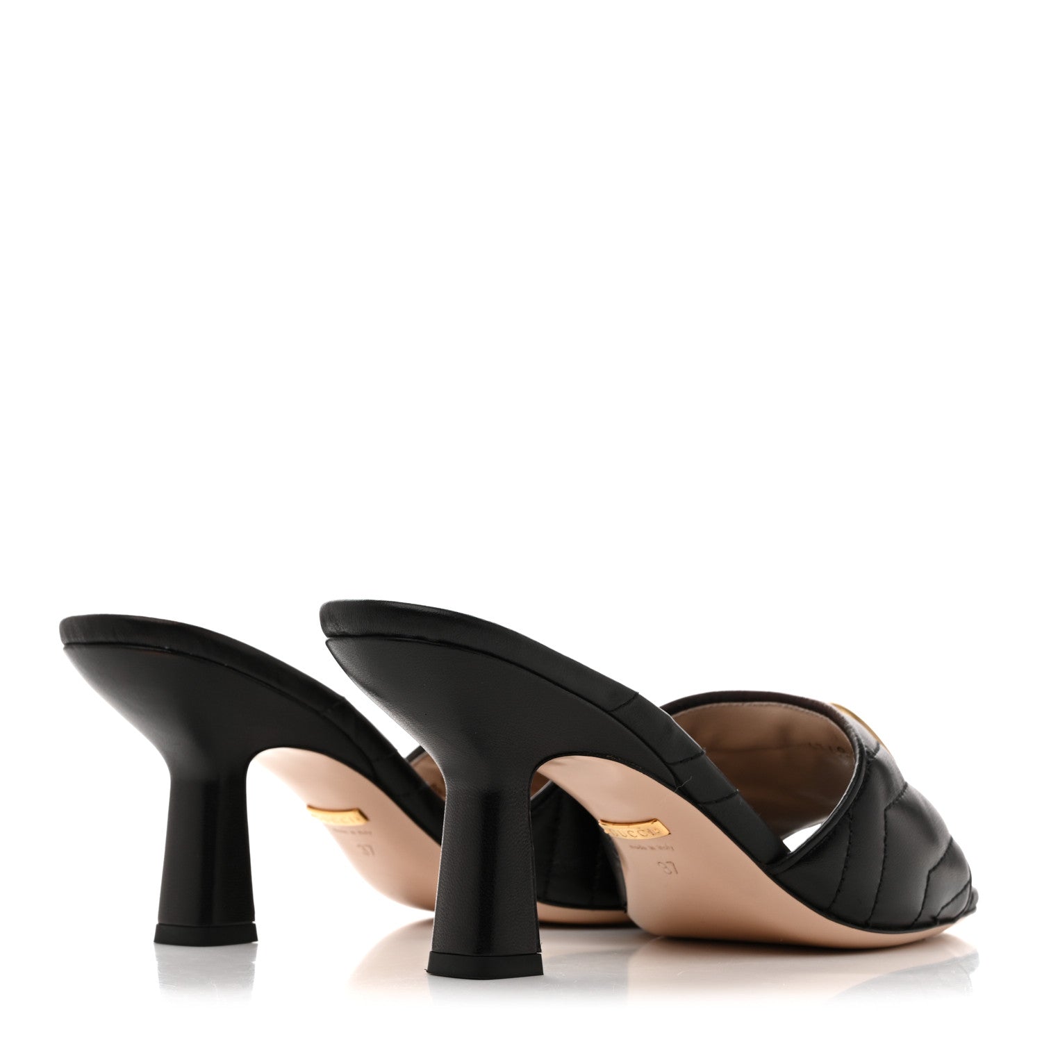 Nappa Matelasse GG Marmont 75mm Slide Sandals 37 Black