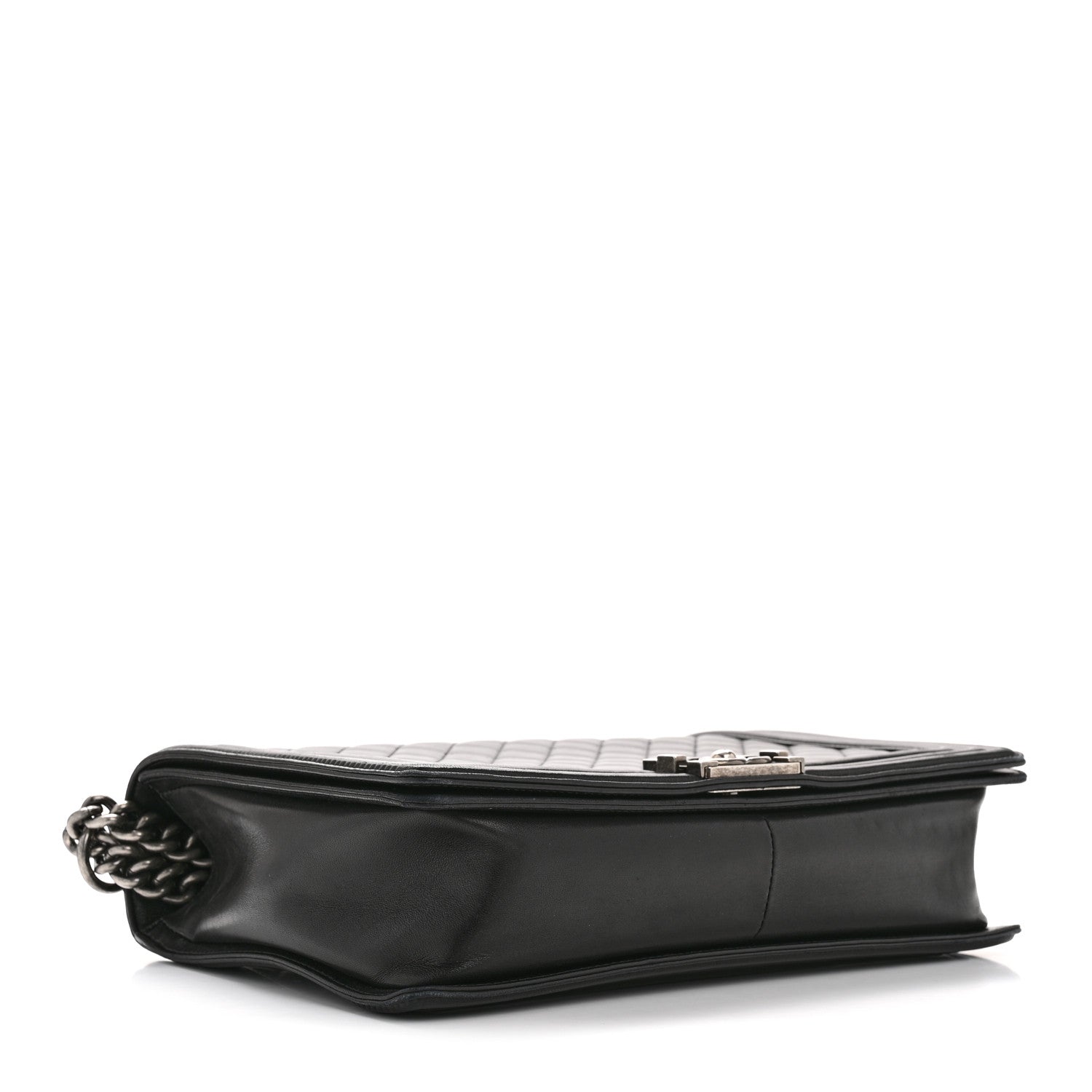 Lambskin Quilted Large Boy Flap Black