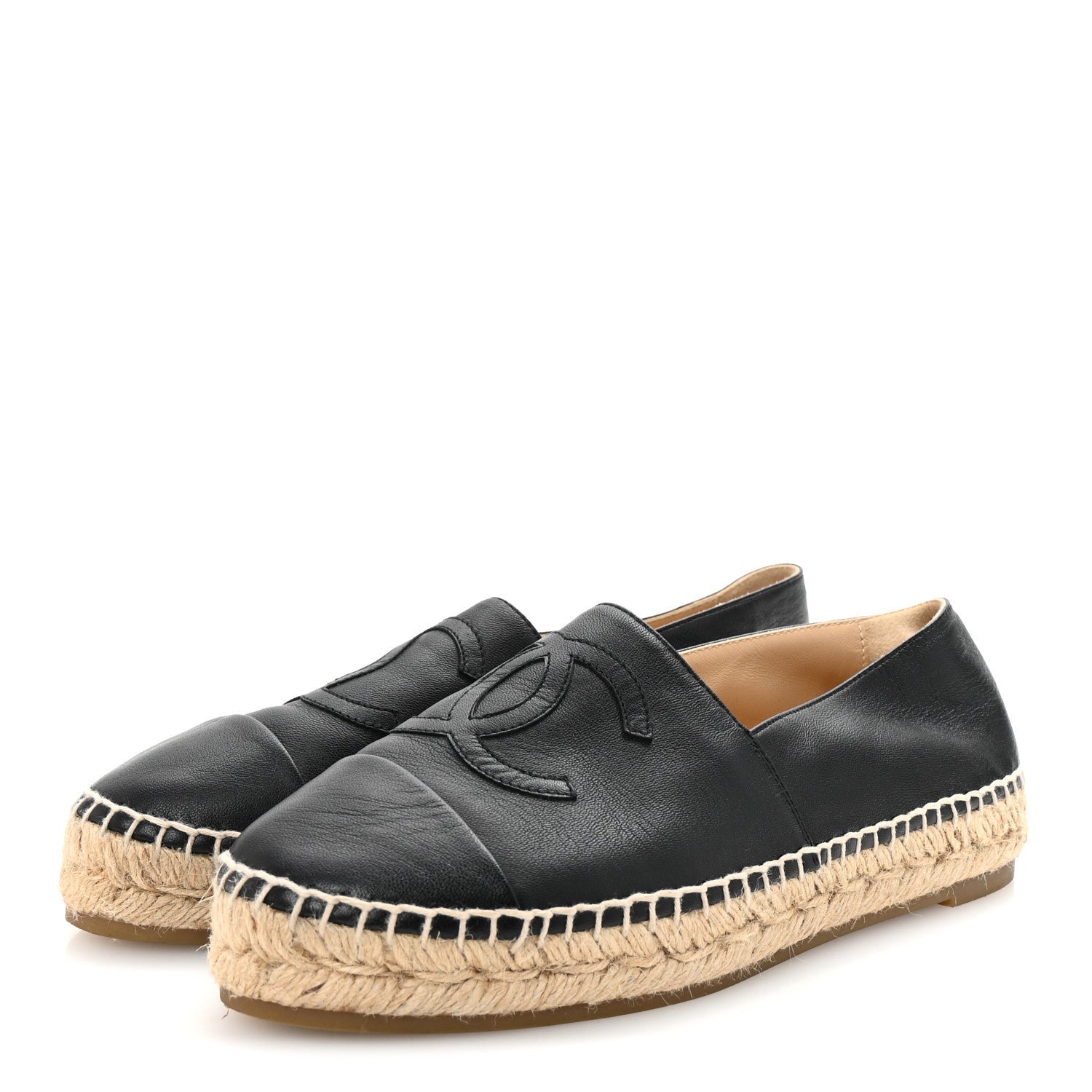 Lambskin CC Espadrilles 38 Black