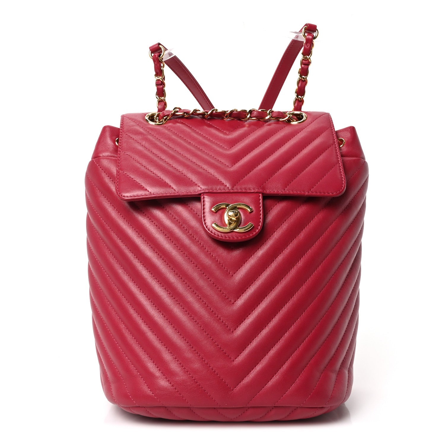 Calfskin Chevron Quilted Small Urban Spirit Backpack Dark Pink