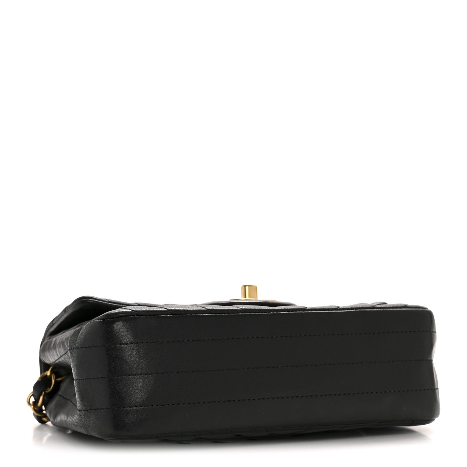 Lambskin Chevron Quilted Mini Rectangular Flap Black