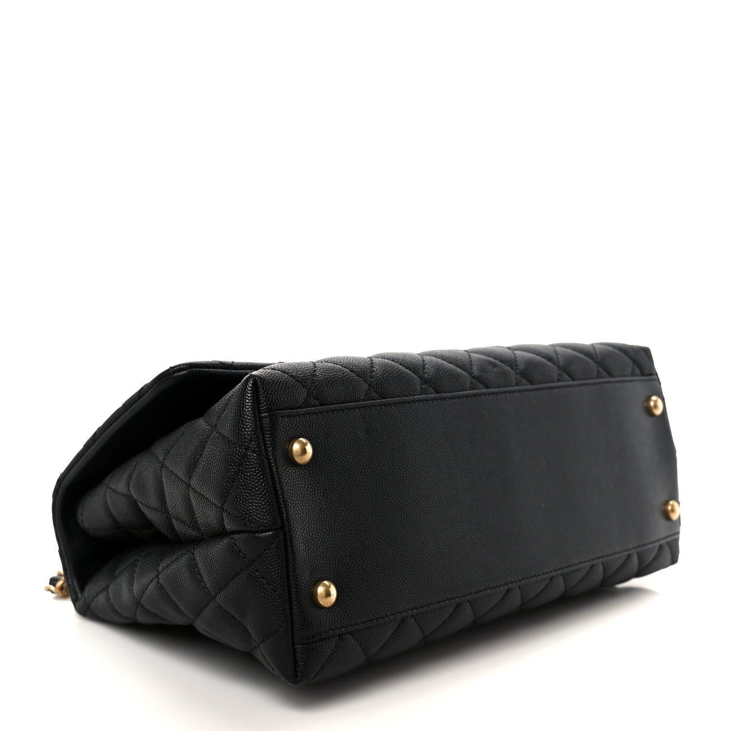 Caviar Quilted Small Coco Handle Flap Black