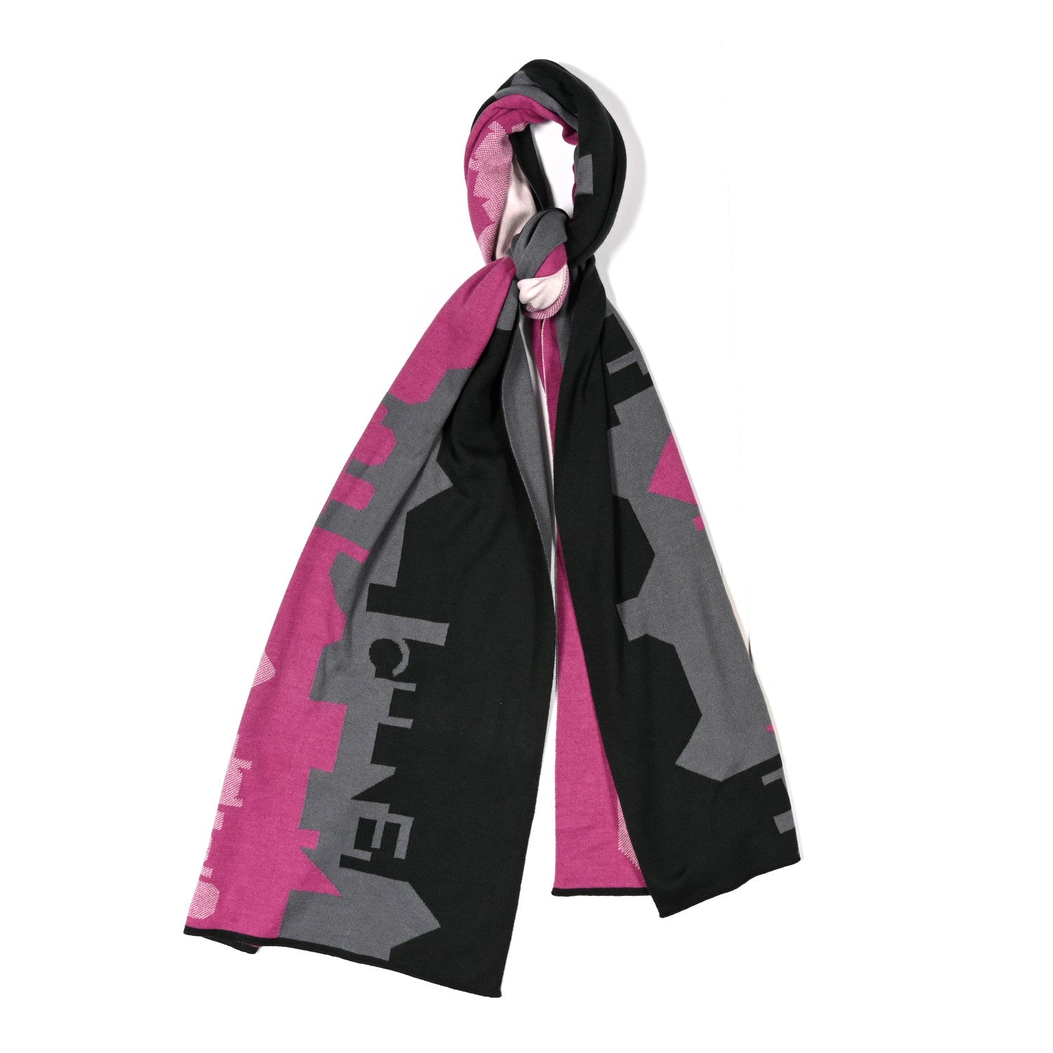 Knit Logo Printed Stole Pink Grey